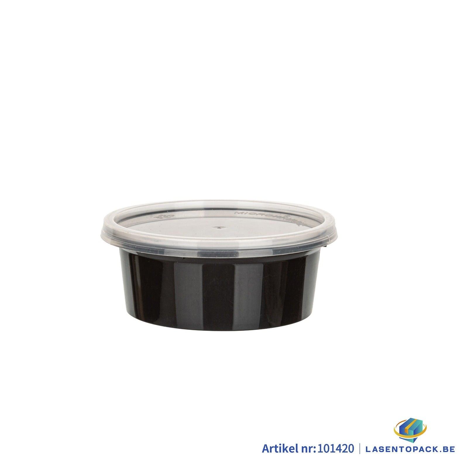 1000x PP Sauscup 50/60cc  2 oz Zwart Ø74mm inclusief deksel