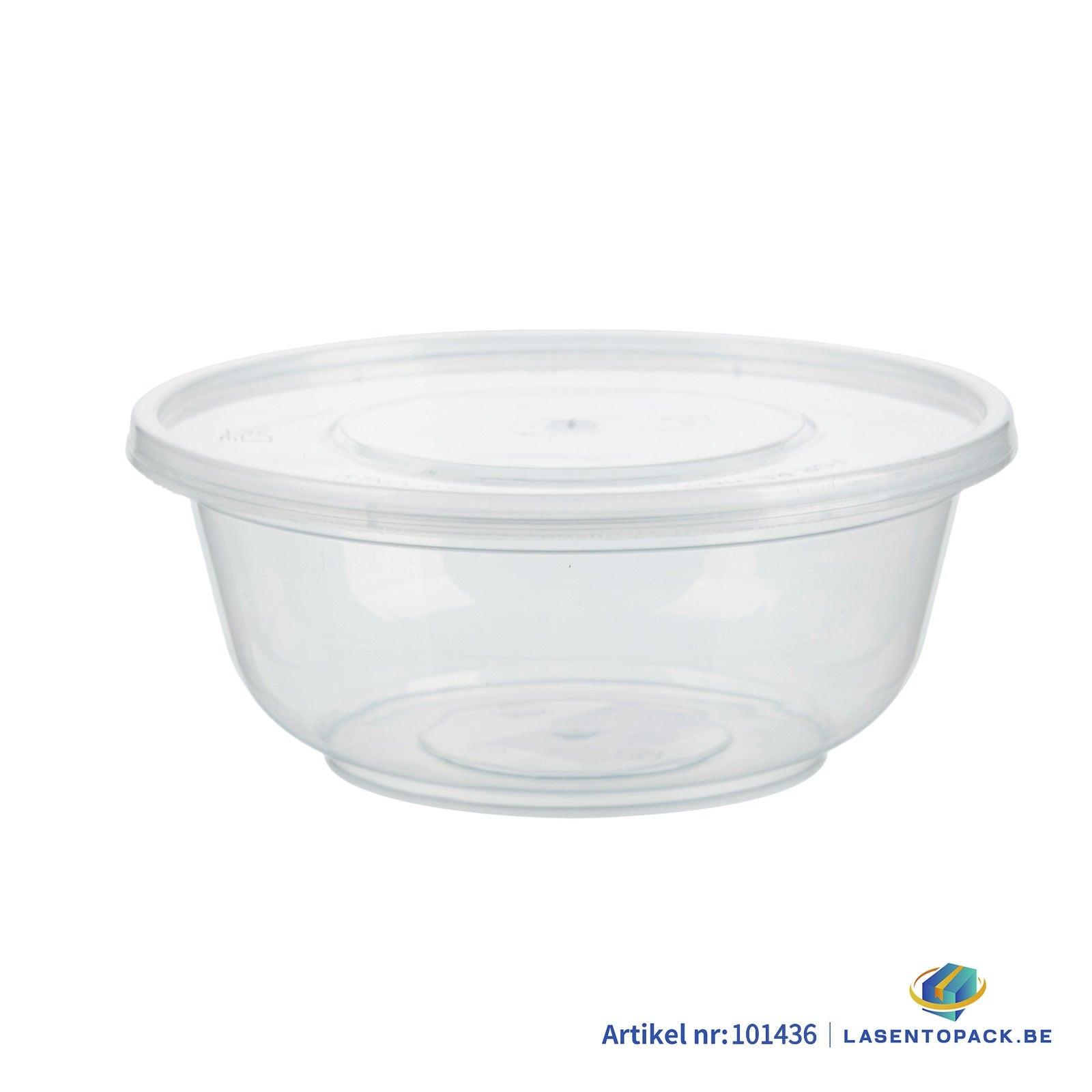 450x Asian Soep- of Pokébowl + Deksel – 360 ml (12 oz) – Transparant – Herbruikbaar PP  Ø120 mm