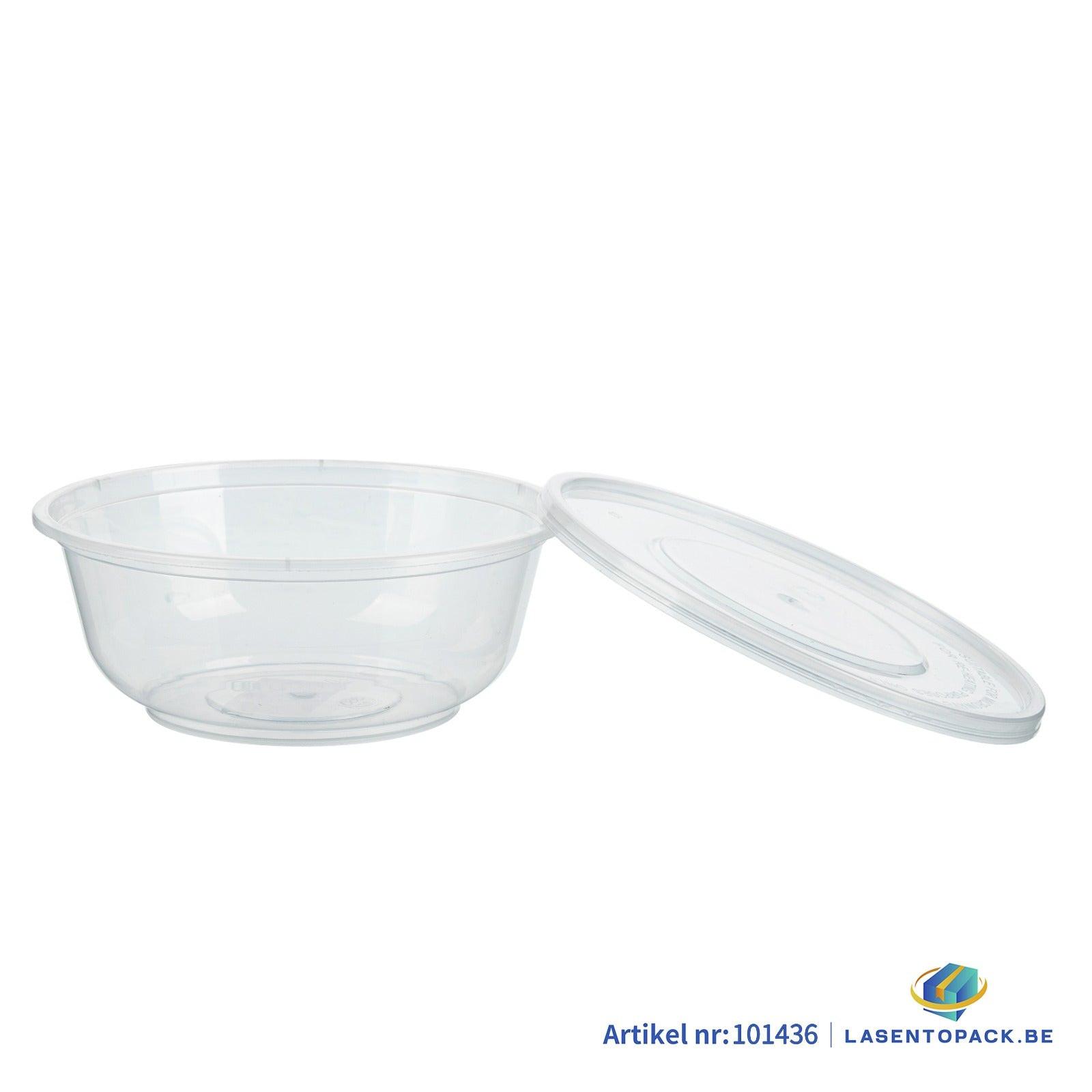450x Asian Soep- of Pokébowl + Deksel – 360 ml (12 oz) – Transparant – Herbruikbaar PP  Ø120 mm