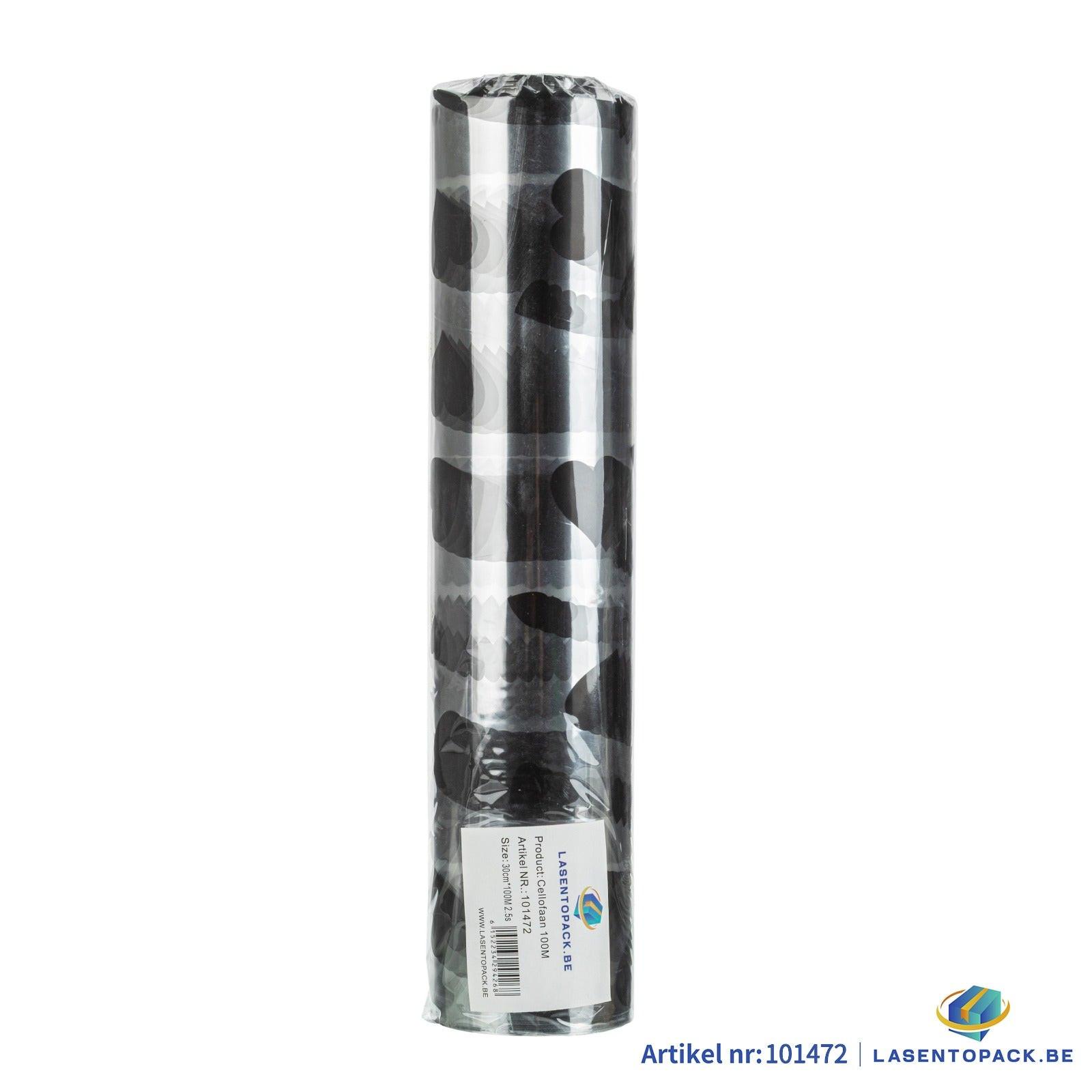 Cellofaan Hartjes zwart 70cm - 100m