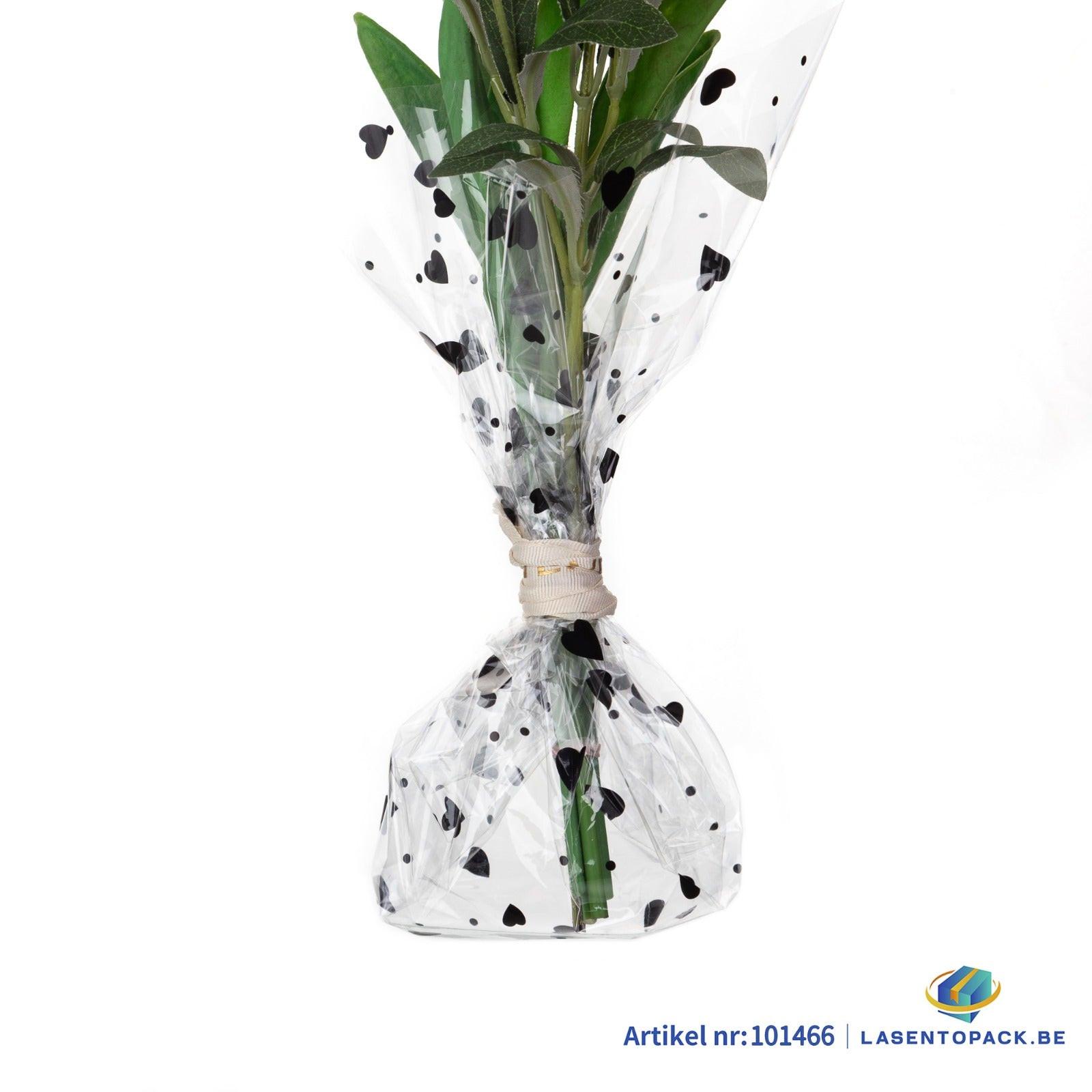 Cellofaan Hartjes zwart 50cm - 100m