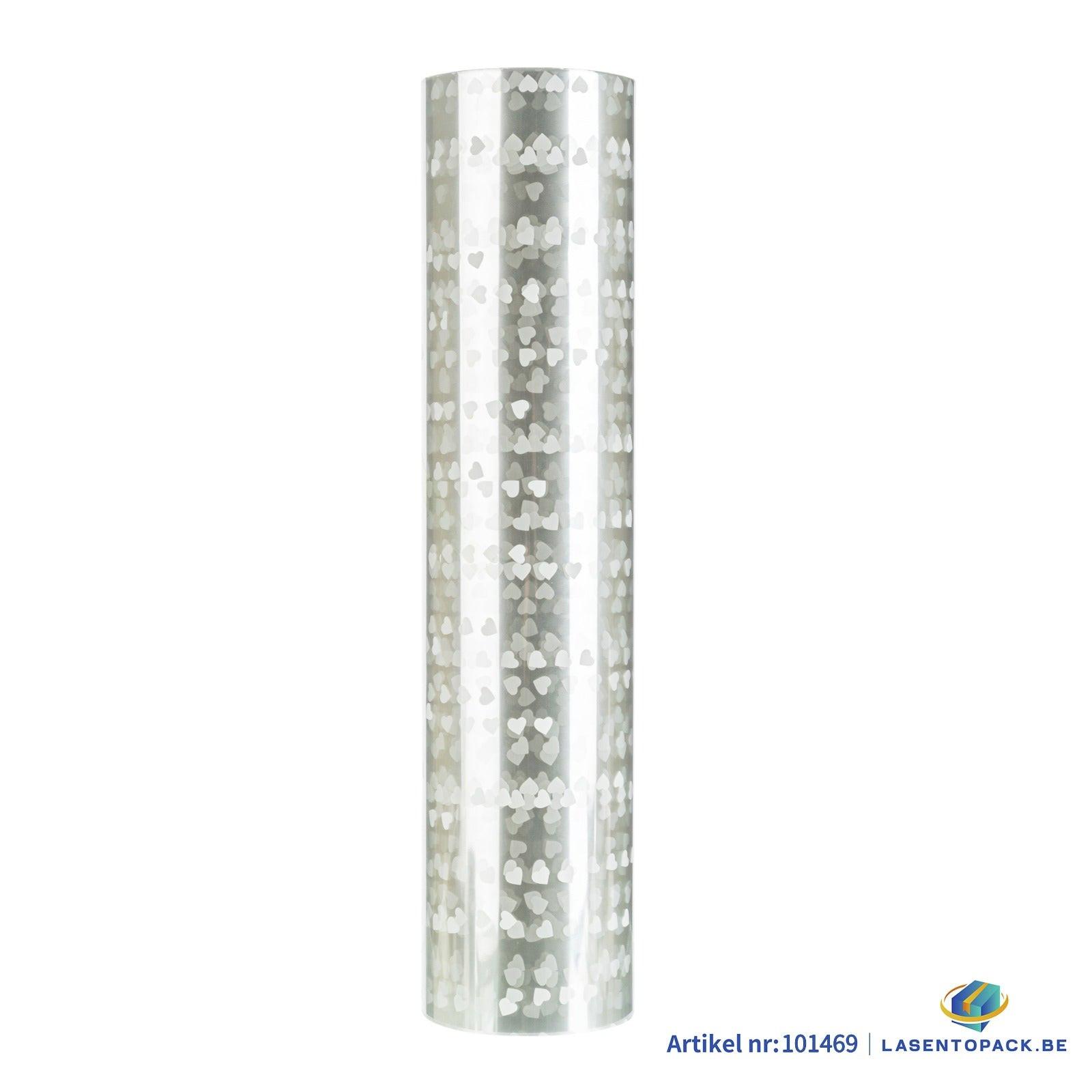 Cellofaan Hartjes wit 50cm - 100m