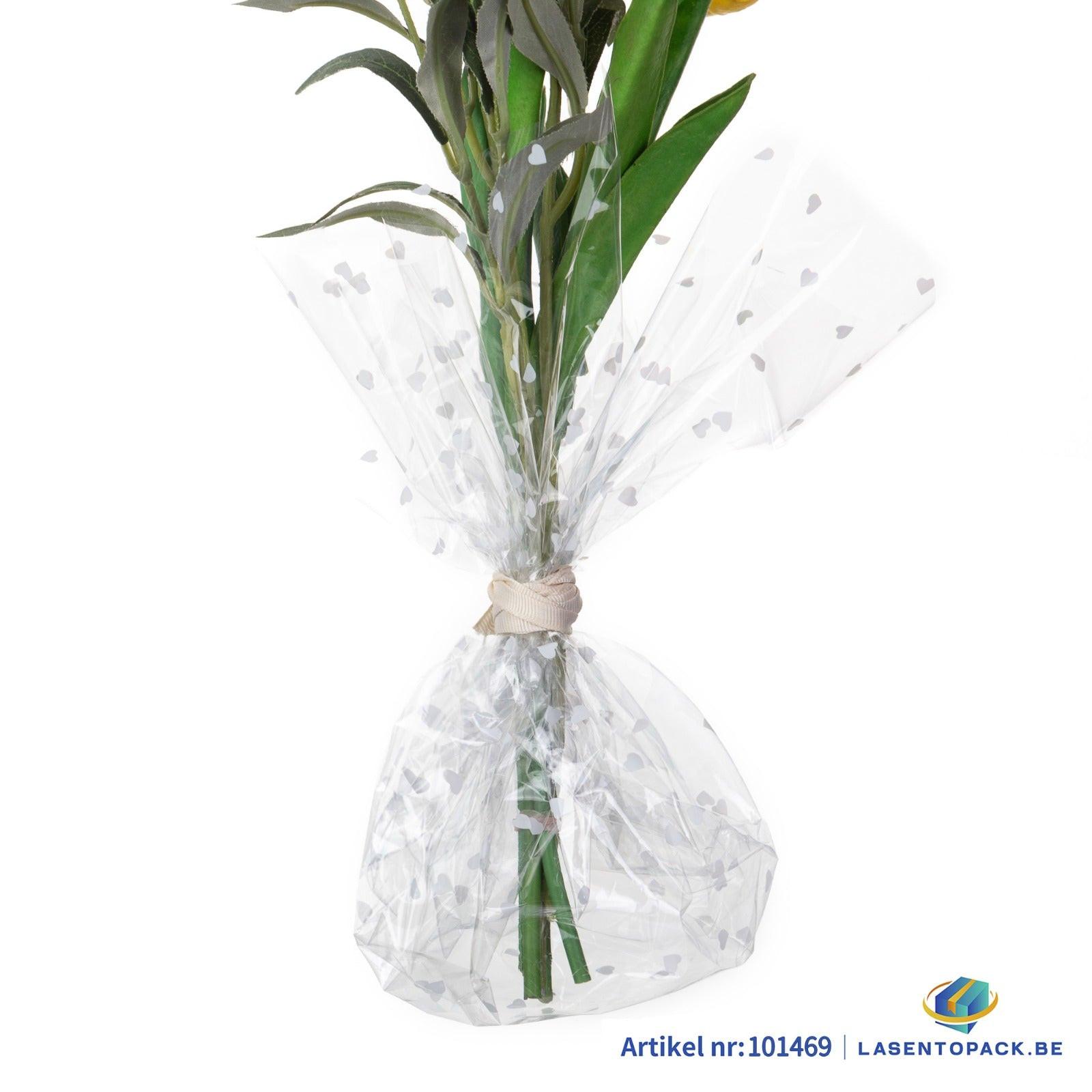 Cellofaan Hartjes wit 50cm - 100m