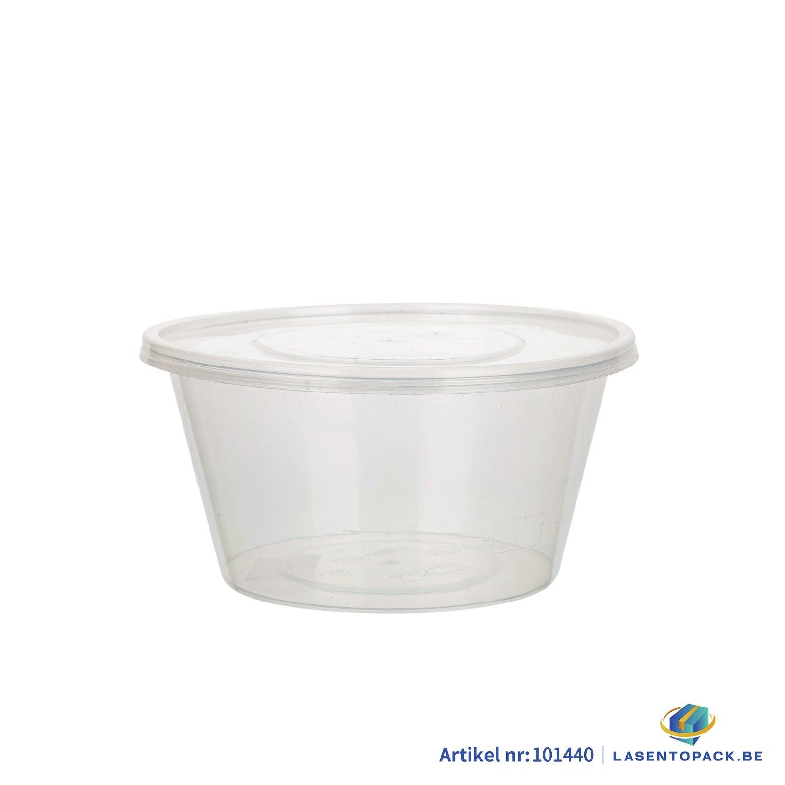 300x Asian Soep- of Pokébowl + Deksel – 840 ml (28 oz) – Transparant – Herbruikbaar PP Ø149 mm