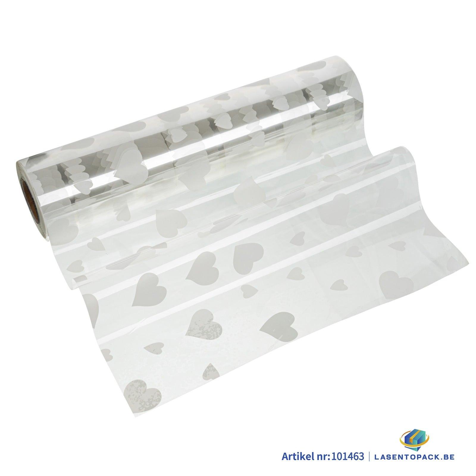 Cellofaan Hartjes wit 50cm - 100m