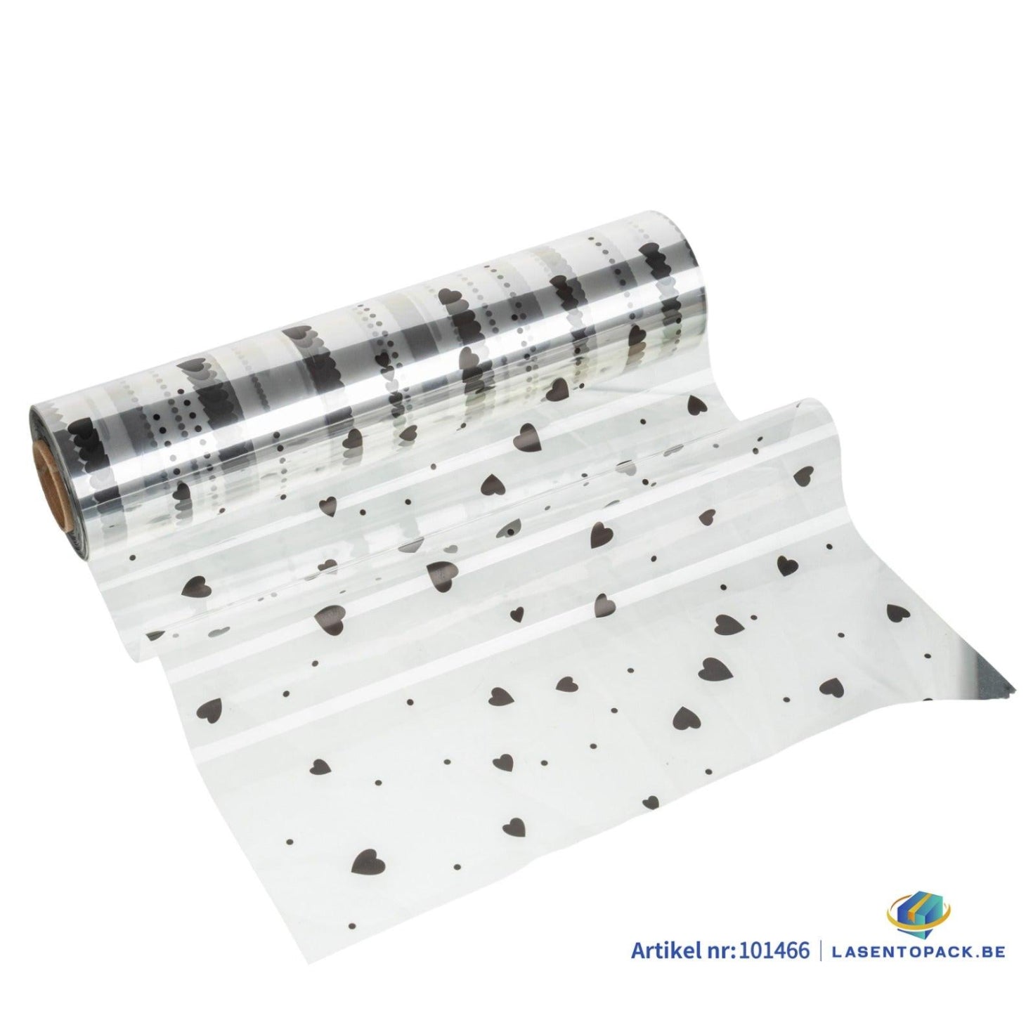 Cellofaan Hartjes zwart 50cm - 100m