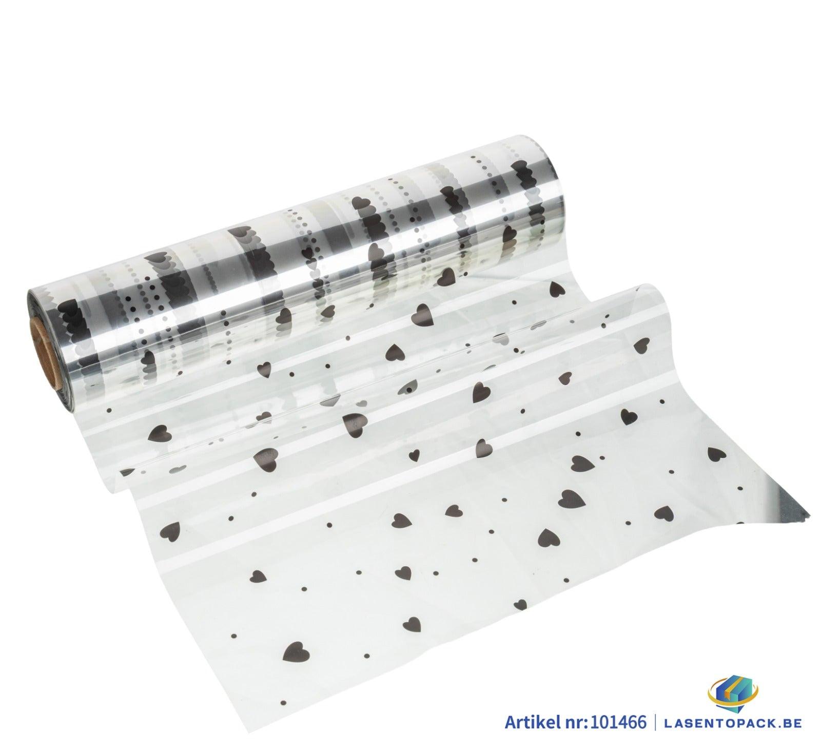 Cellofaan Hartjes zwart 50cm - 100m