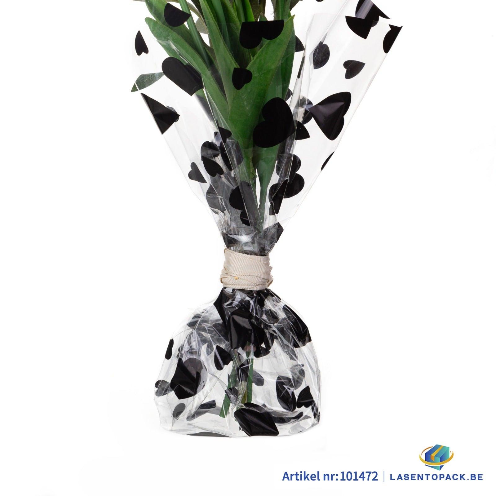 Cellofaan Hartjes zwart 70cm - 100m