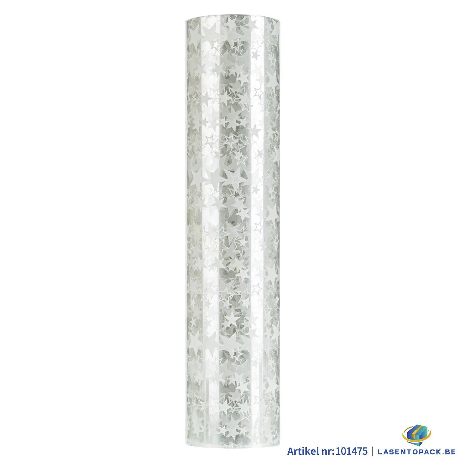 Cellofaan Sterren wit 70cm - 100m
