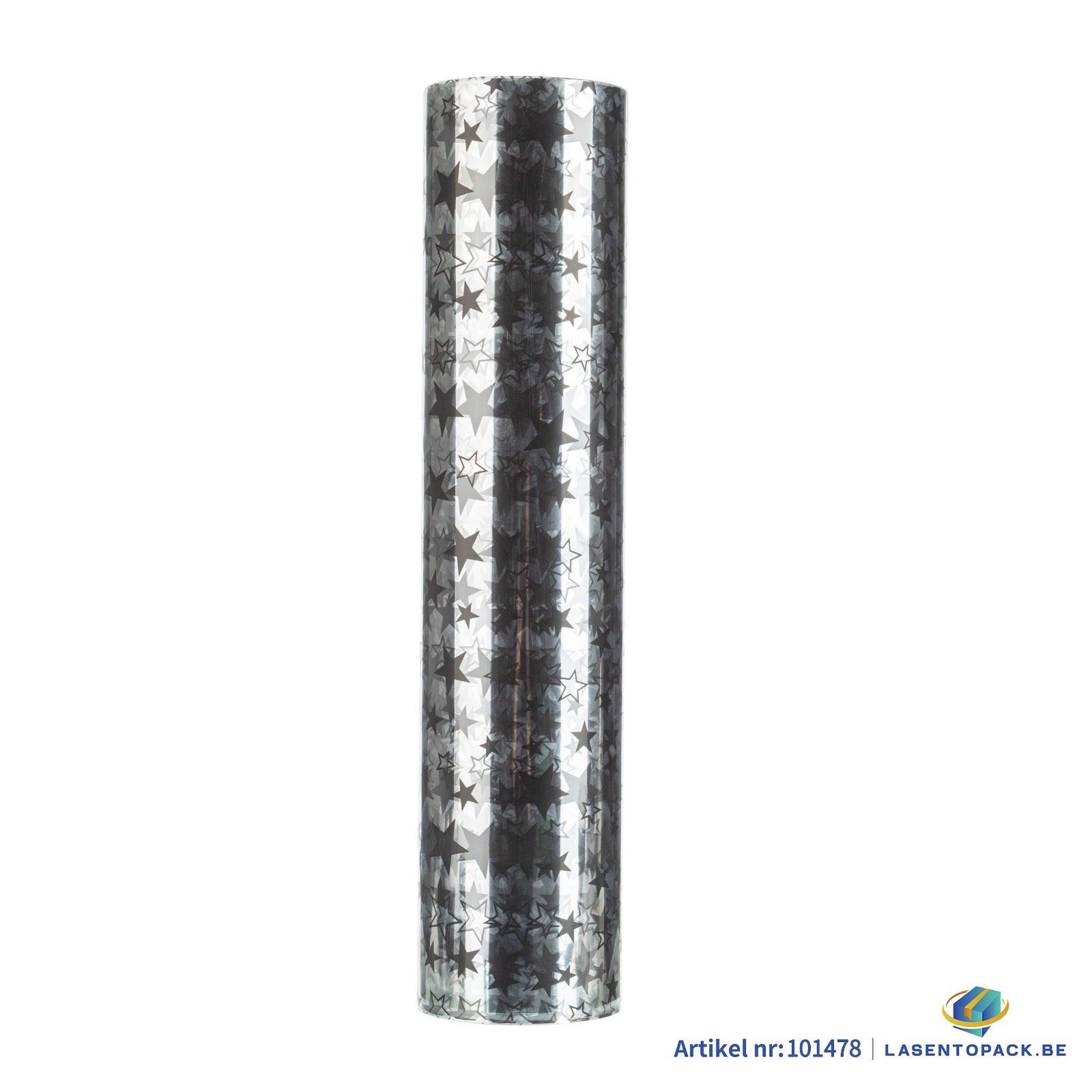 Cellofaan Sterren Zwart 70cm - 100m