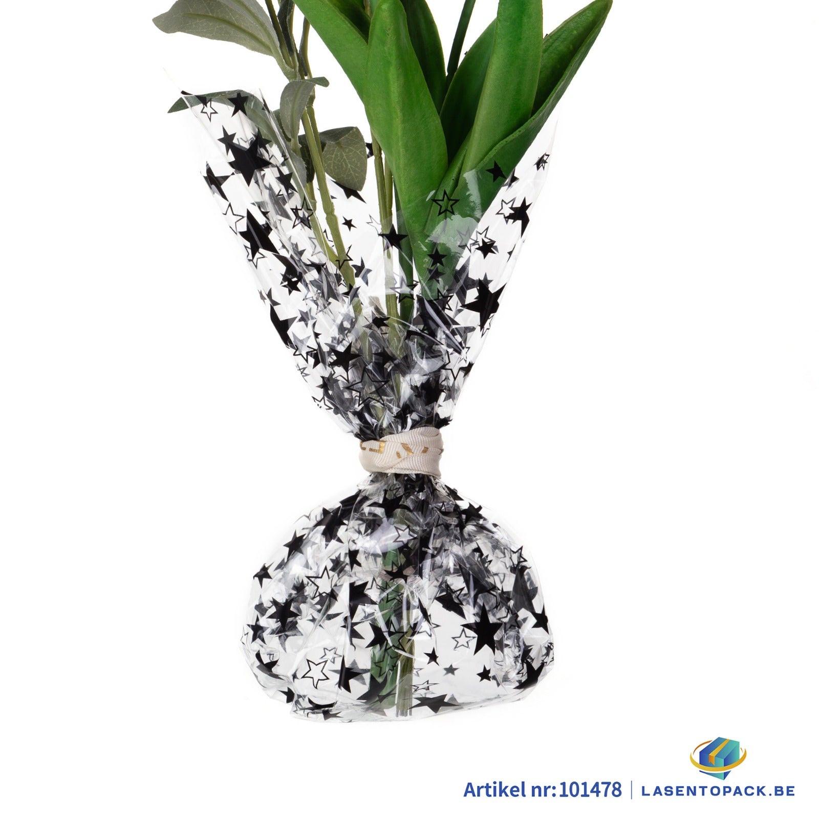 Cellofaan Sterren Zwart 70cm - 100m