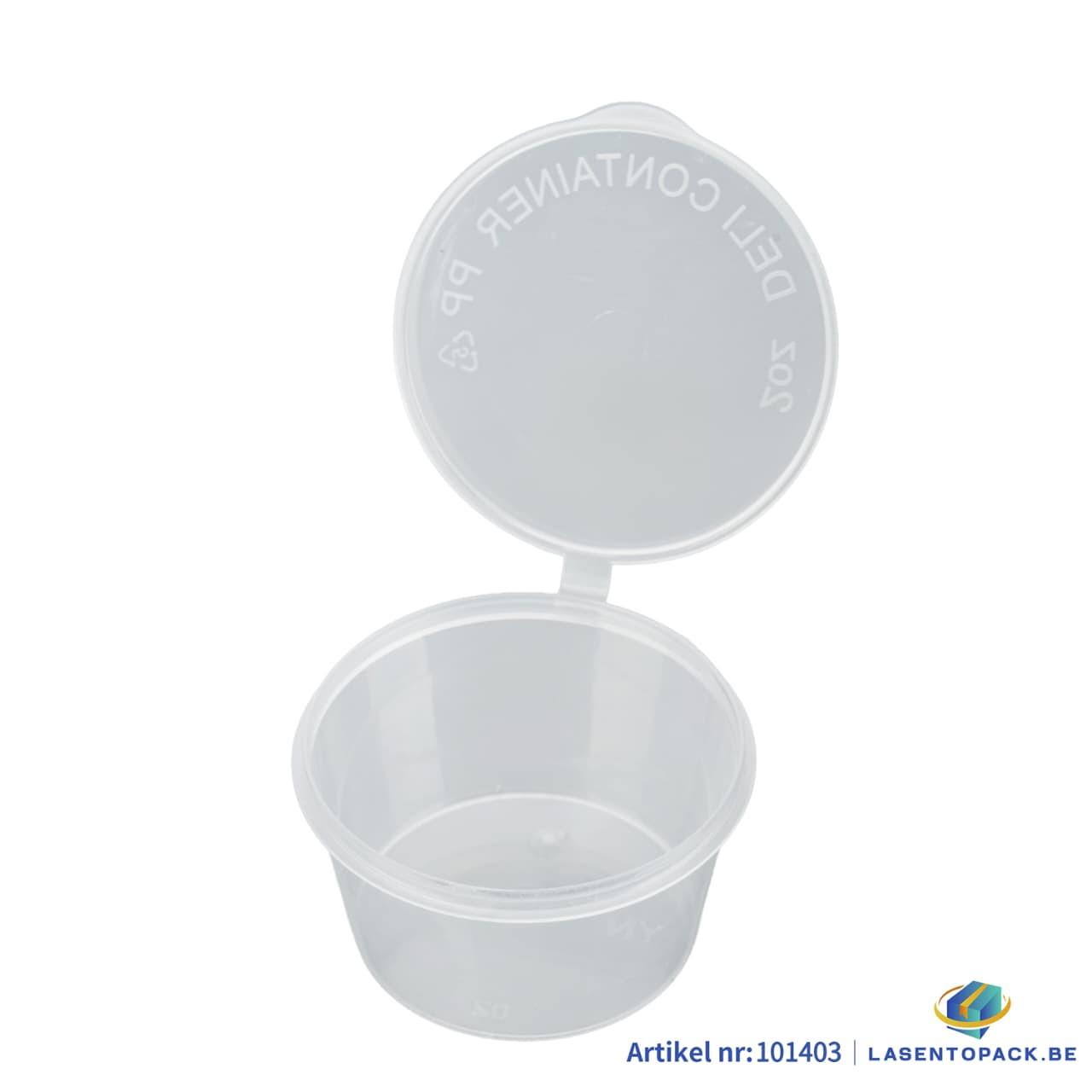 1000x PP Sauscup met vaste deksel 50/60cc - Covercup 2 oz Transparant Ø60mm
