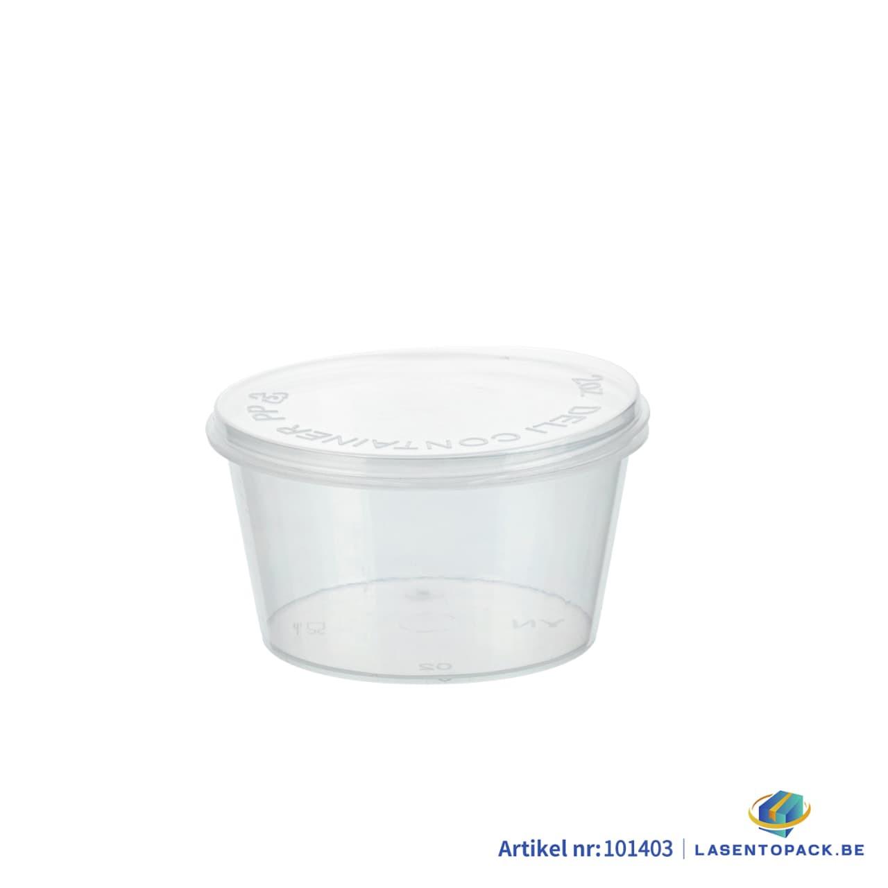 1000x PP Sauscup met vaste deksel 50/60cc - Covercup 2 oz Transparant Ø60mm