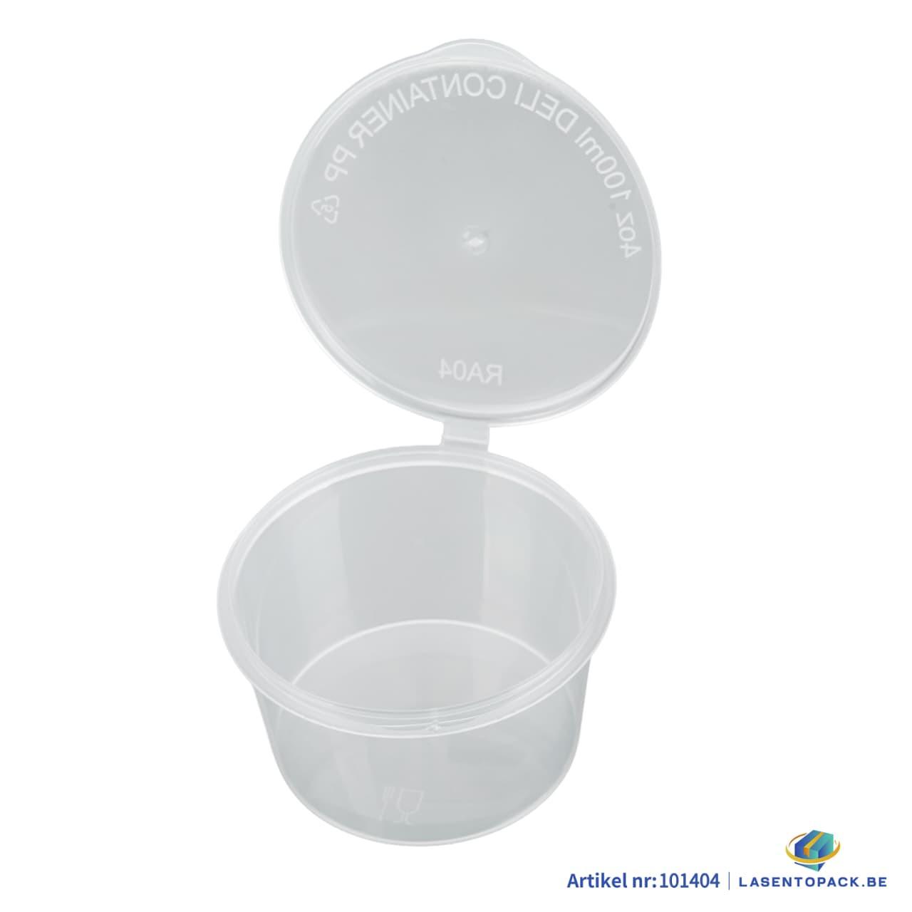 1000x PP Sauscup met vaste deksel 100cc - Covercup 4 oz Transparant Ø70mm