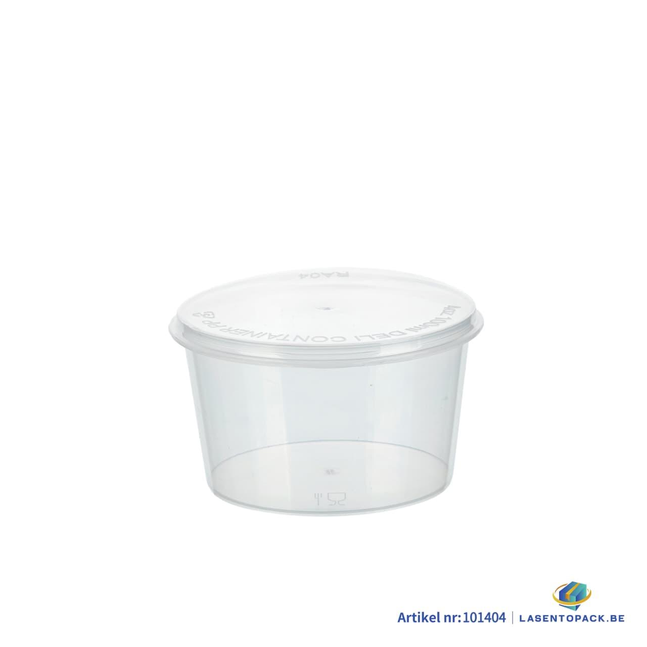 1000x PP Sauscup met vaste deksel 100cc - Covercup 4 oz Transparant Ø70mm