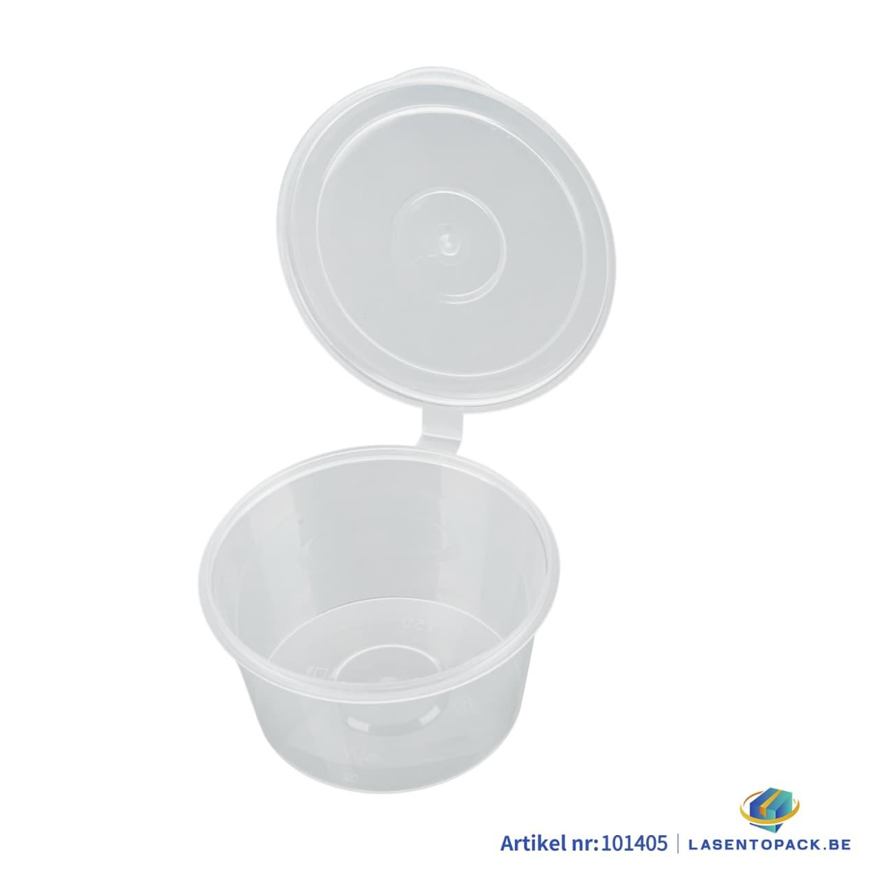 1000x PP Sauscup met vaste deksel 150cc - Covercup 6 oz Transparant Ø85mm