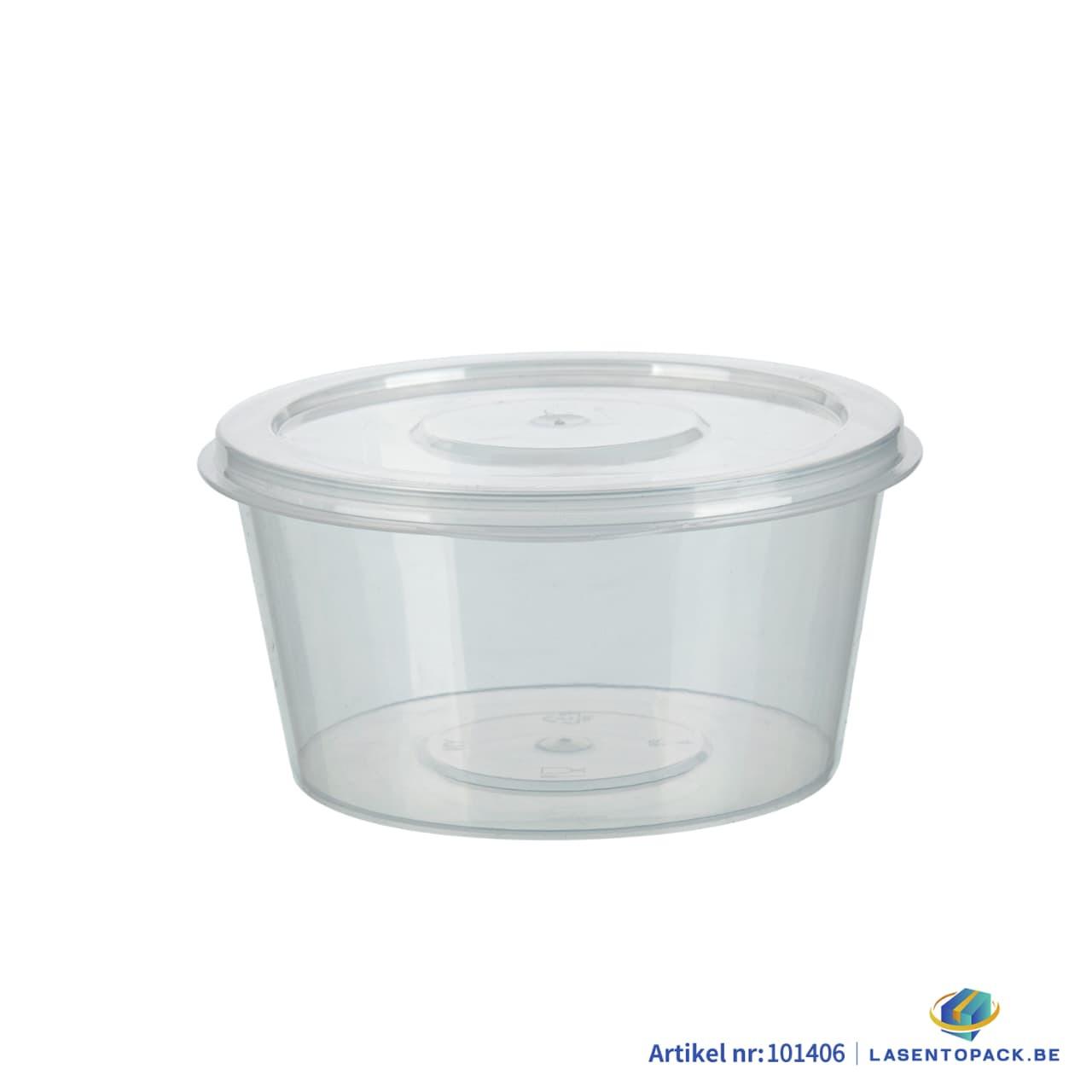 500x Sauscup met Vast Deksel PP 200 cc Transparant Covercup 8oz Ø95mm