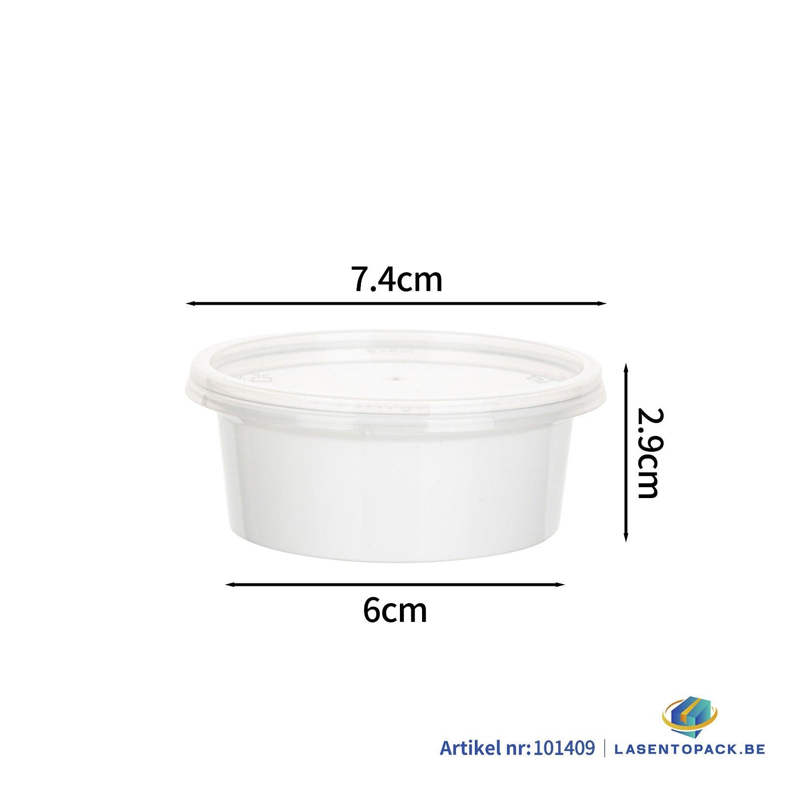 1000x PP Sauscup  50/60cc  2 oz Wit Ø74mm inclusief deksel