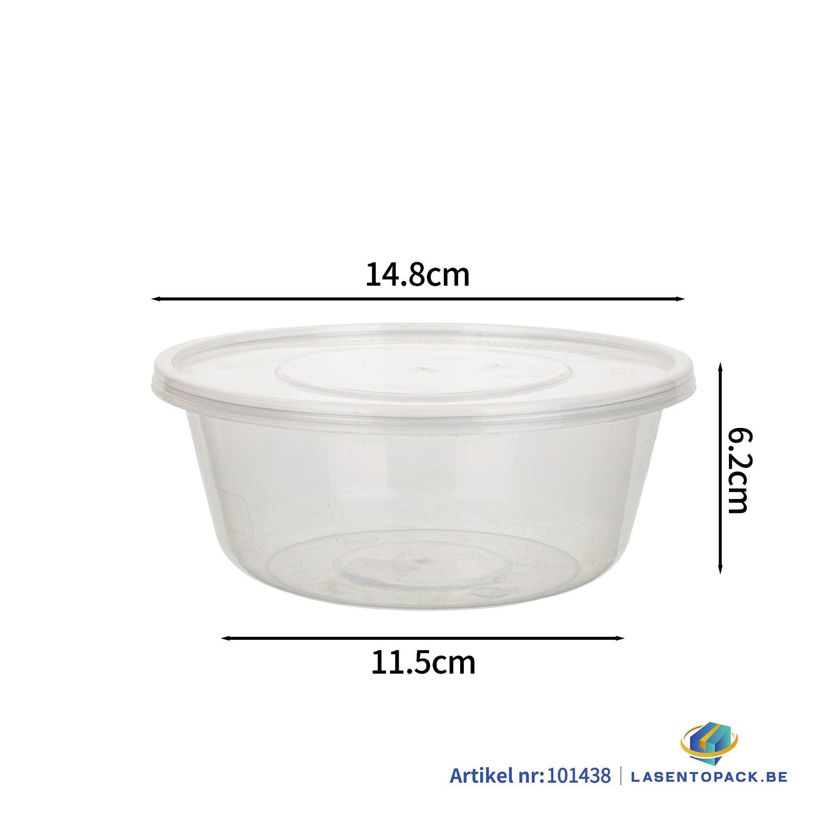 300x Asian Soep- of Pokébowl + Deksel – 500/600 ml 20oz – Transparant – Herbruikbaar PP  Ø148mm