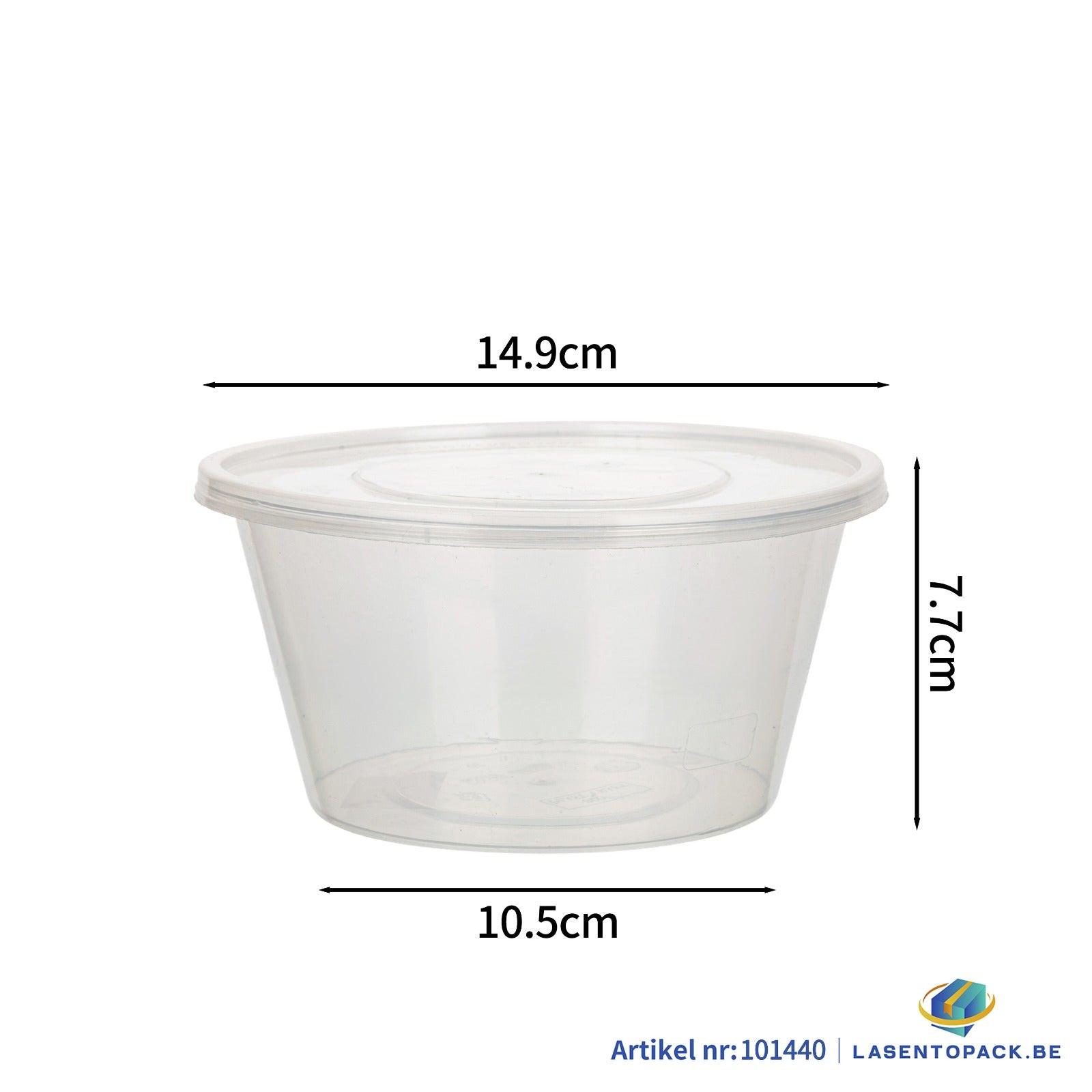 300x Asian Soep- of Pokébowl + Deksel – 840 ml (28 oz) – Transparant – Herbruikbaar PP Ø149 mm