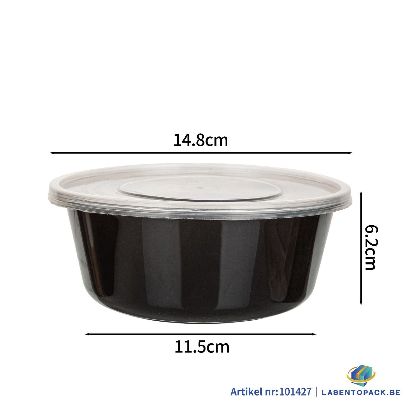 300x Asian Soep- of Pokébowl + Deksel – 500/600 ml 20oz – Zwart – Herbruikbaar PP  Ø148mm