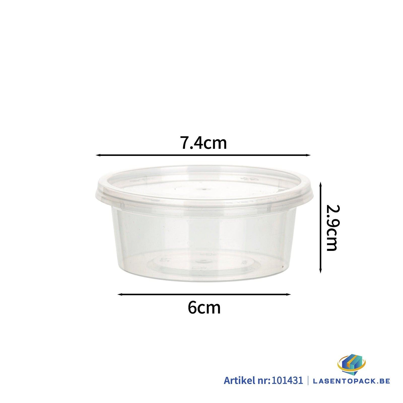 1000x PP Sauscup 50/60cc  2 oz Transparant Ø74mm inclusief deksel
