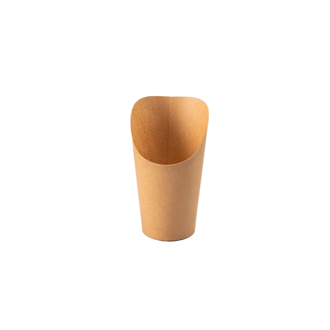 Set of 300 large Kraft wrap snackbeker cups made of eco-friendly, PE-coated cardboard for fries and snacks