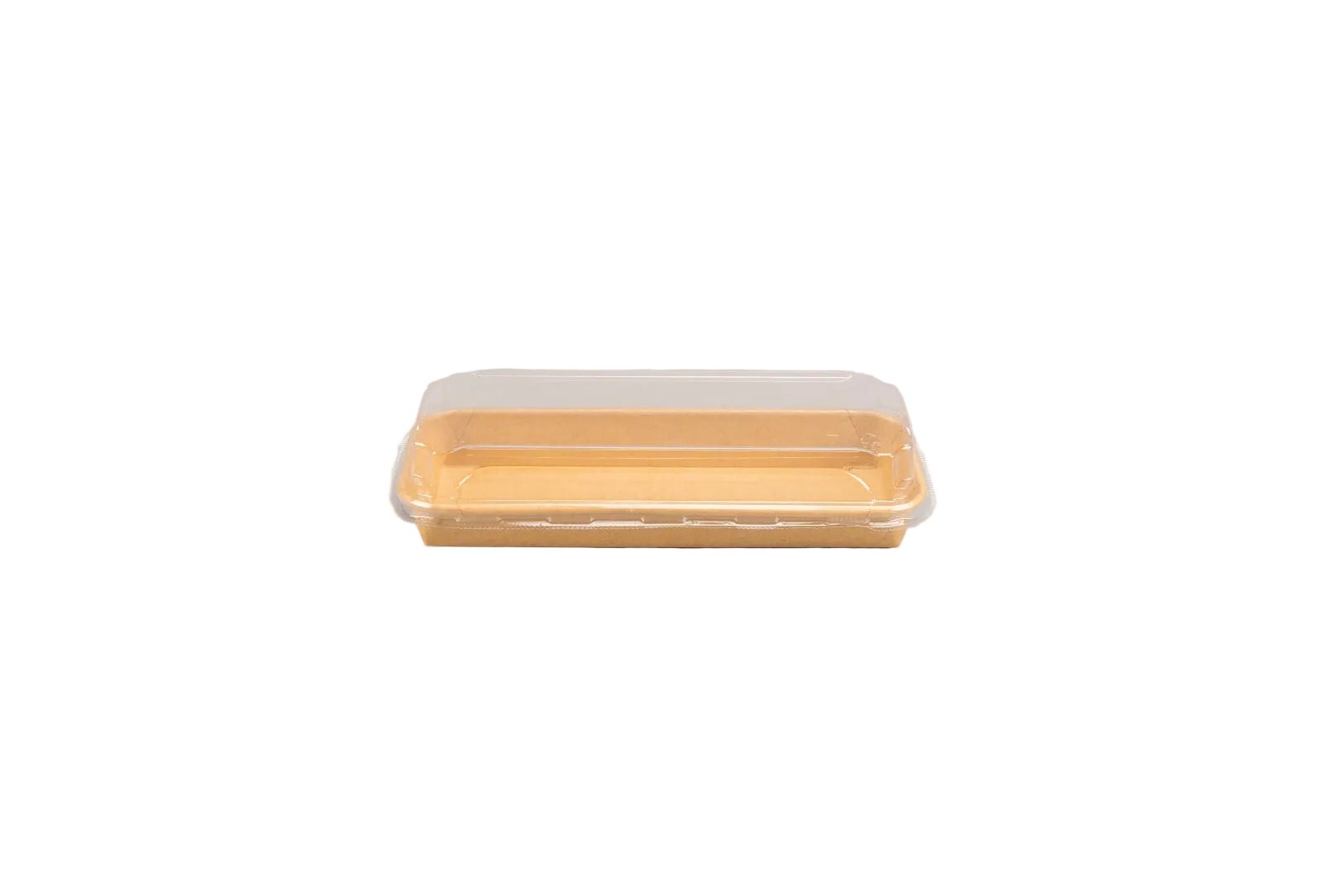 300x sushi tray karton with transparent lid made of kraft cardboard for eco-friendly food packaging