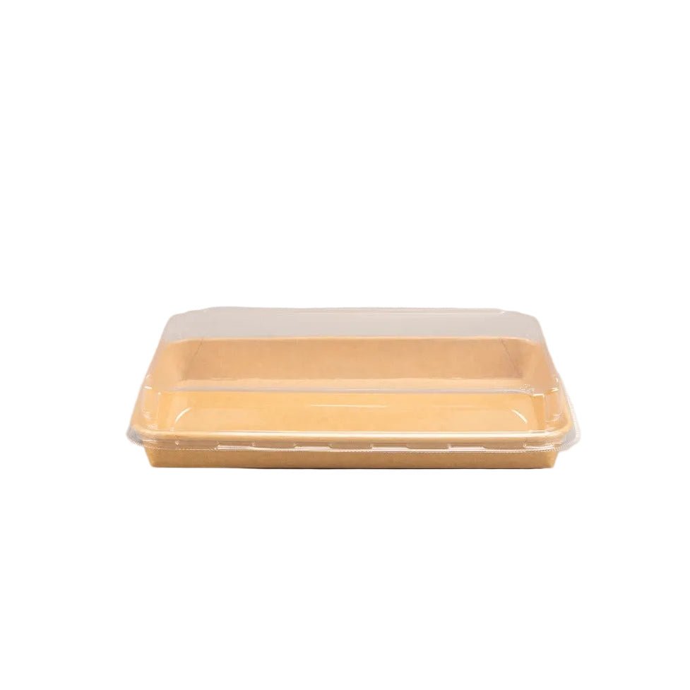 200x Sushi tray cardboard + lid 240x150x25 Kraft