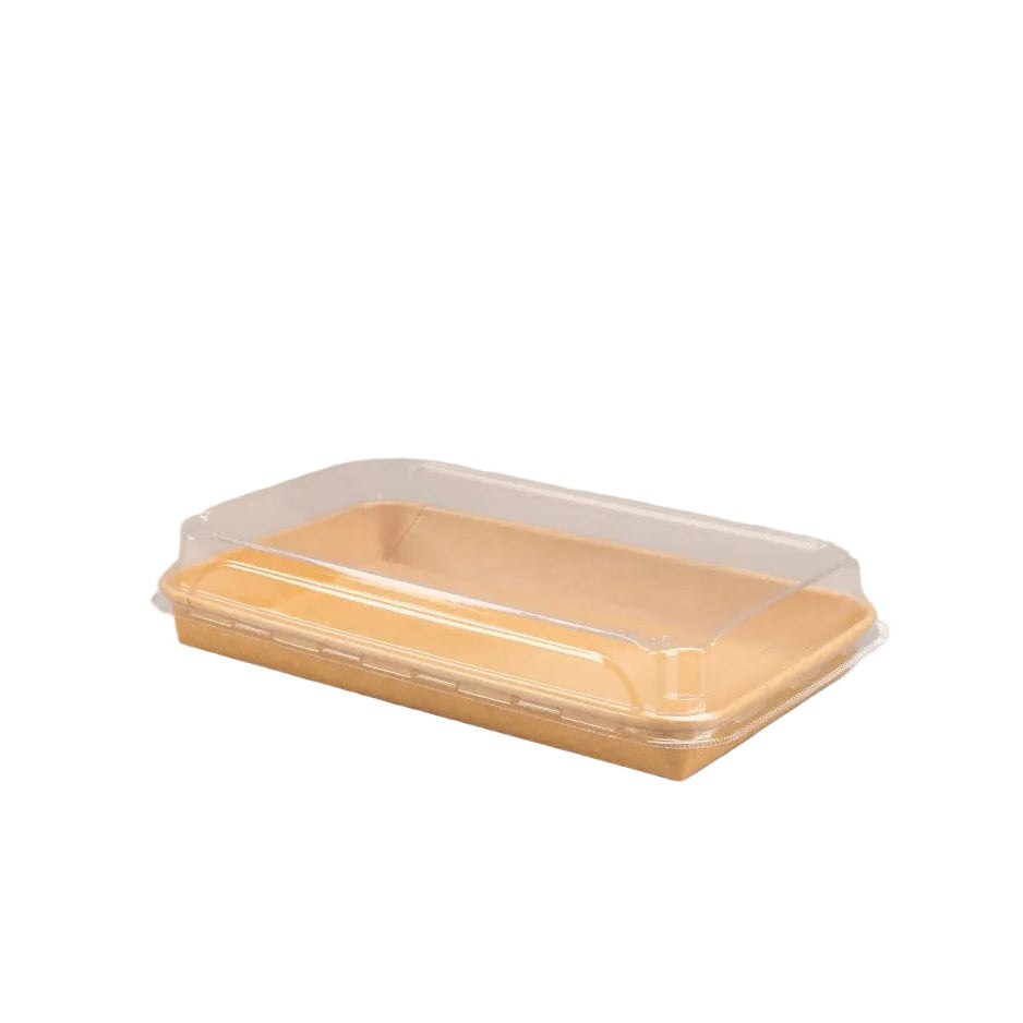 200 sets kraft sushi tray karton with transparent lid for sushi and cold dishes packaging