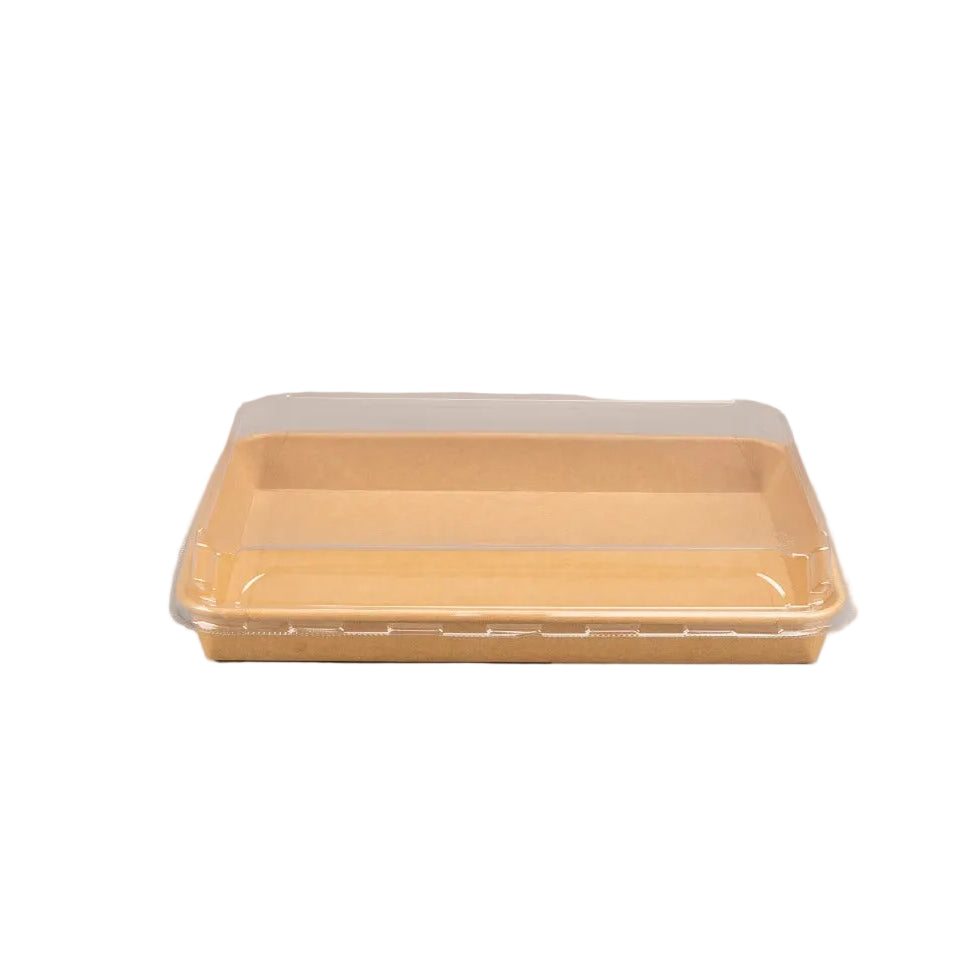 200 kraft sushi trays with transparent lids for food packaging and presentation