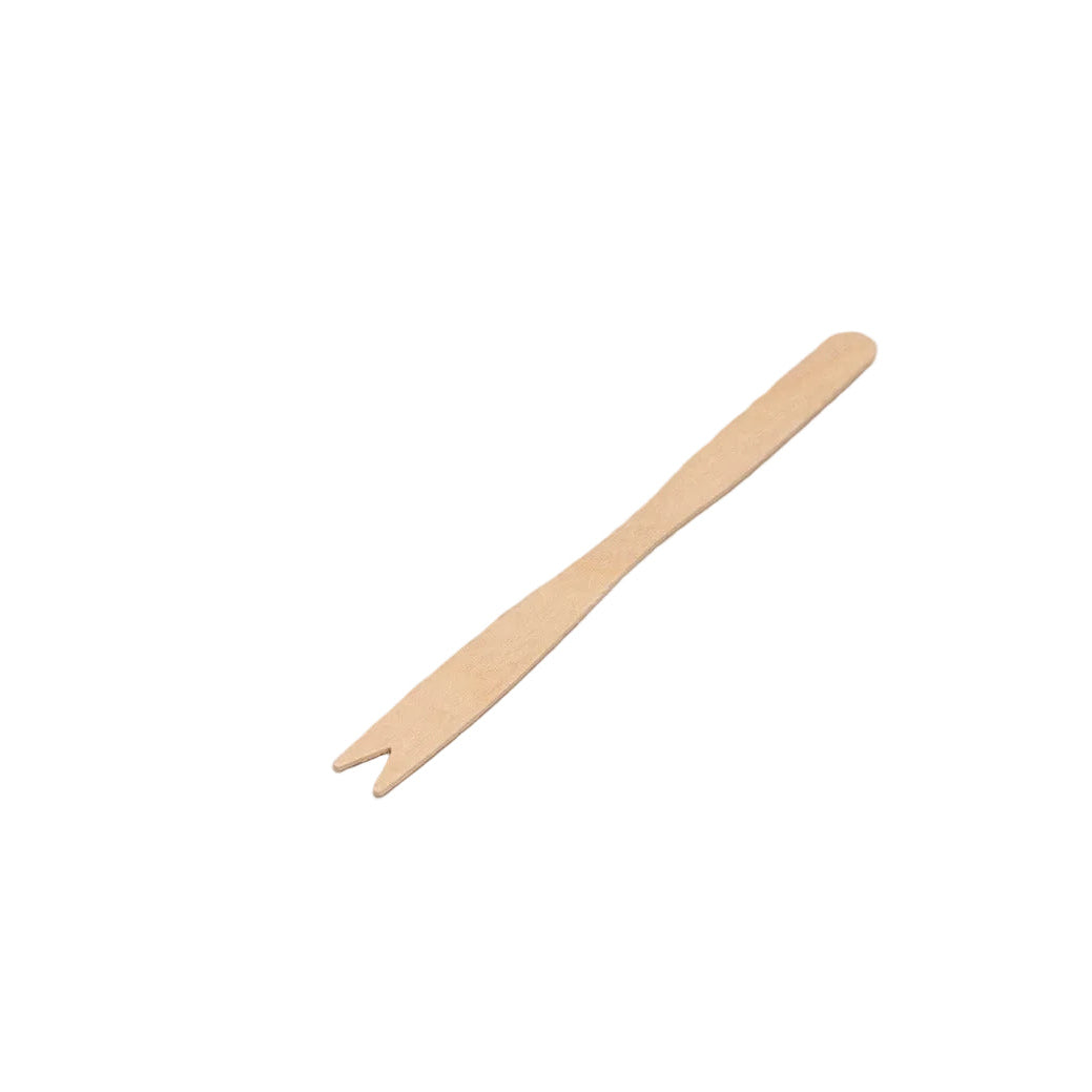 Set of 10000 eco-friendly 140mm wooden snack forks made from 100% FSC certified biodegradable wood