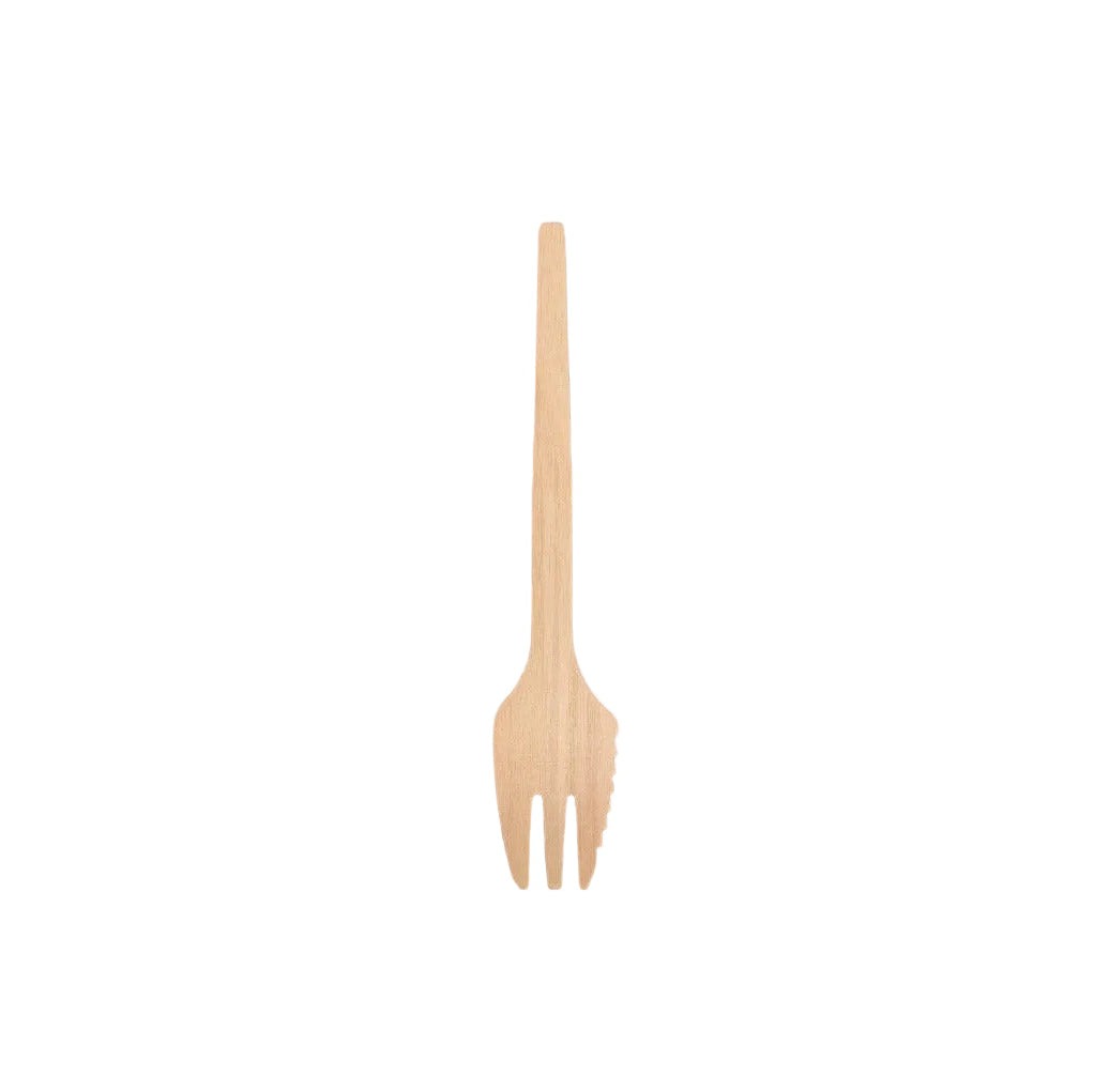 2000 houten vork met tanding 140mm biologisch afbreekbaar bestek voor takeaway en streetfood