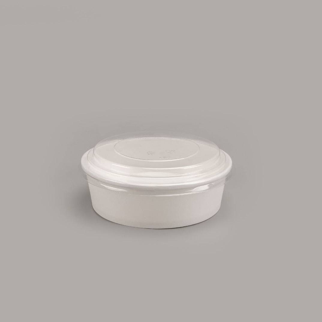 Witte Salade Poke Bowl 500ml van duurzaam karton, geschikt voor koude en warme gerechten, 300 stuks per doos