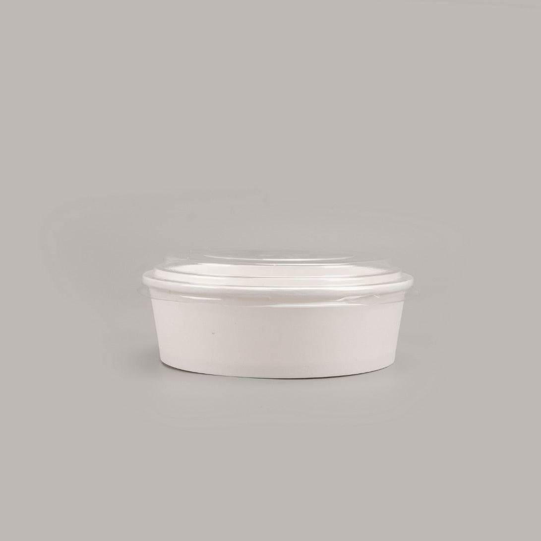 Witte 500ml Salade Poke Bowl van karton met PE-coating, voedselveilig en duurzaam
