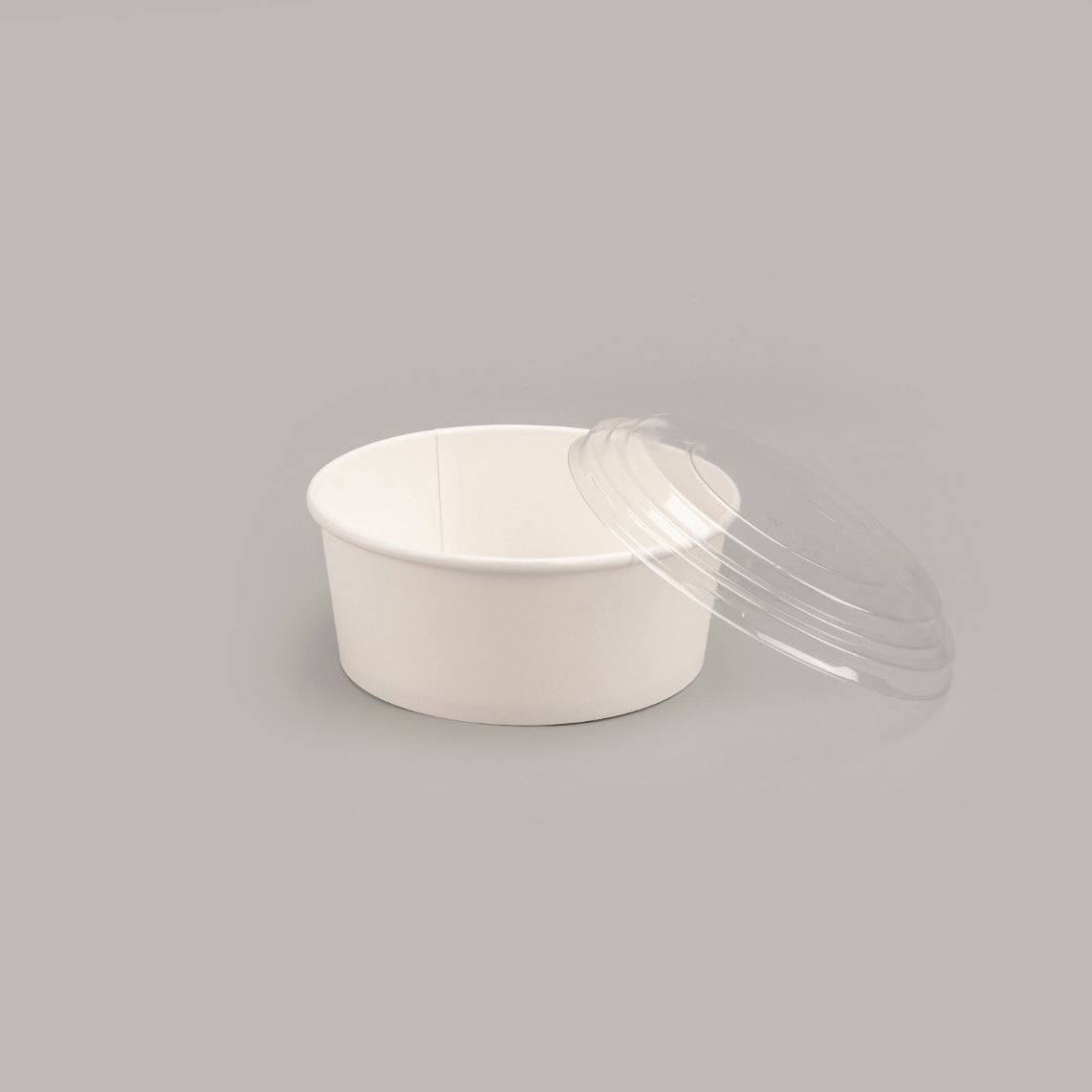 Witte Salade Poke Bowl 750ml van duurzaam karton met PE-coating, ø150mm, geschikt voor warme en koude gerechten, 300 stuks verpakking