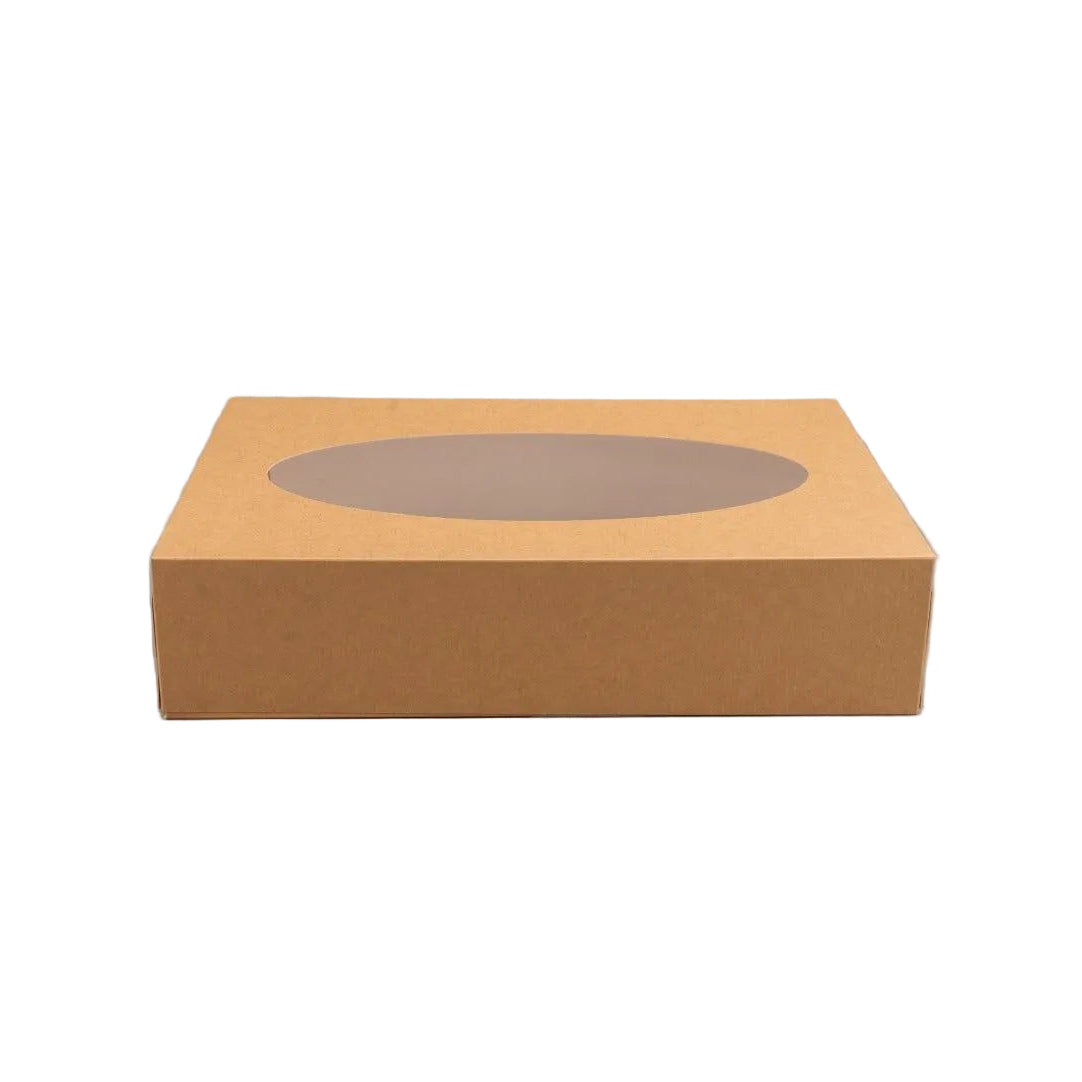 25x Cateringdozen kraft klein met venster 36x25x8cm