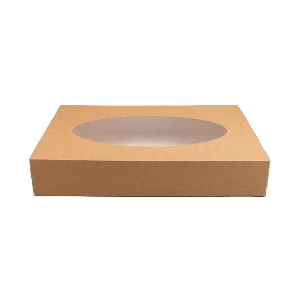 Cateringdozen kraft middel met venster 46x32x8cm