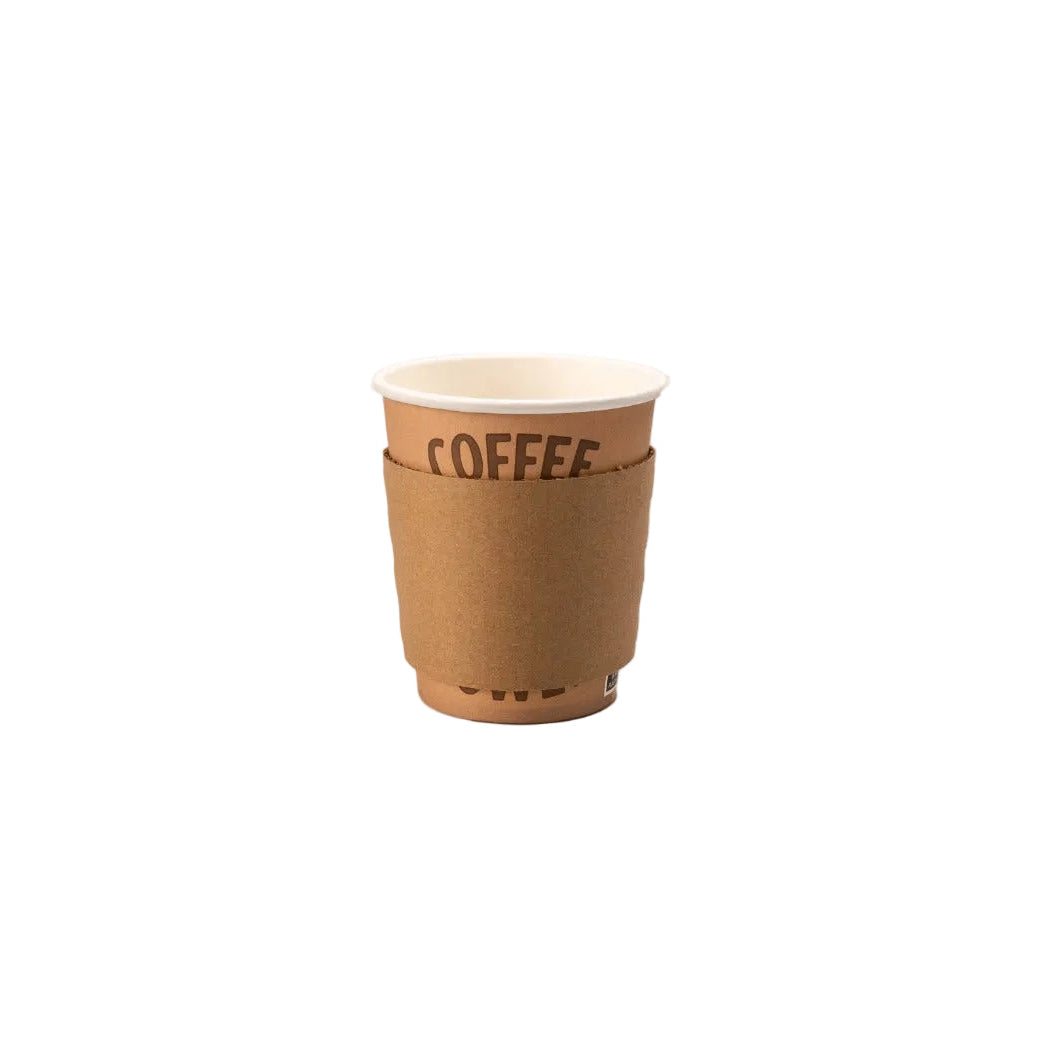 Stack of biodegradable cardboard sleeves for 230cc coffee cups, pack of 1000.