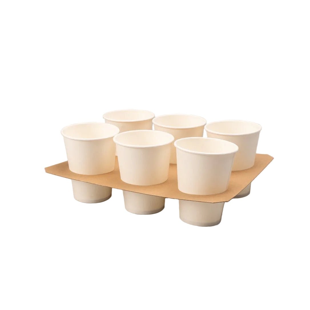Eco-friendly cardboard draagtray voor 6 bekers holding six cups for hot and cold beverages