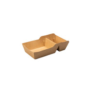 Stack of 400 kraft Frietbakjes A23 snack boxes with sauce compartments for fries and snacks