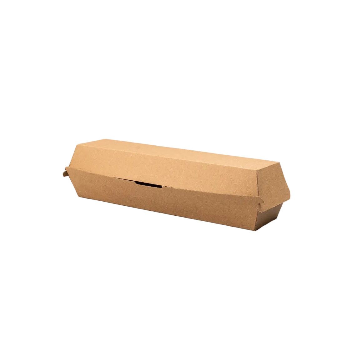Stacked kraft baguette boxes 30x6.5x8cm FSC-certified for bakery packaging