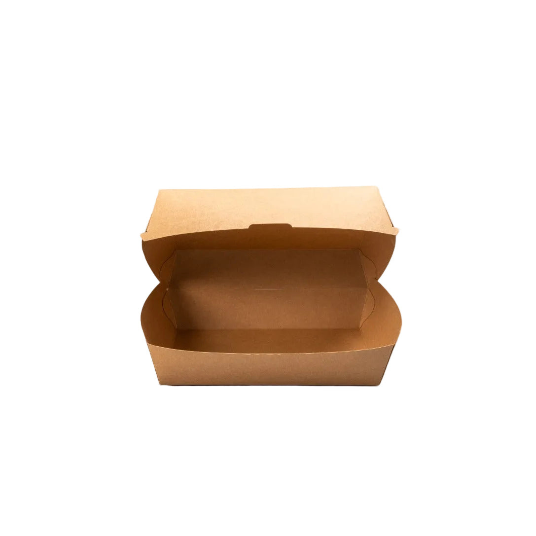 Stack of 300 eco-friendly kraft lunch boxes 14x10x8cm for food packaging and delivery