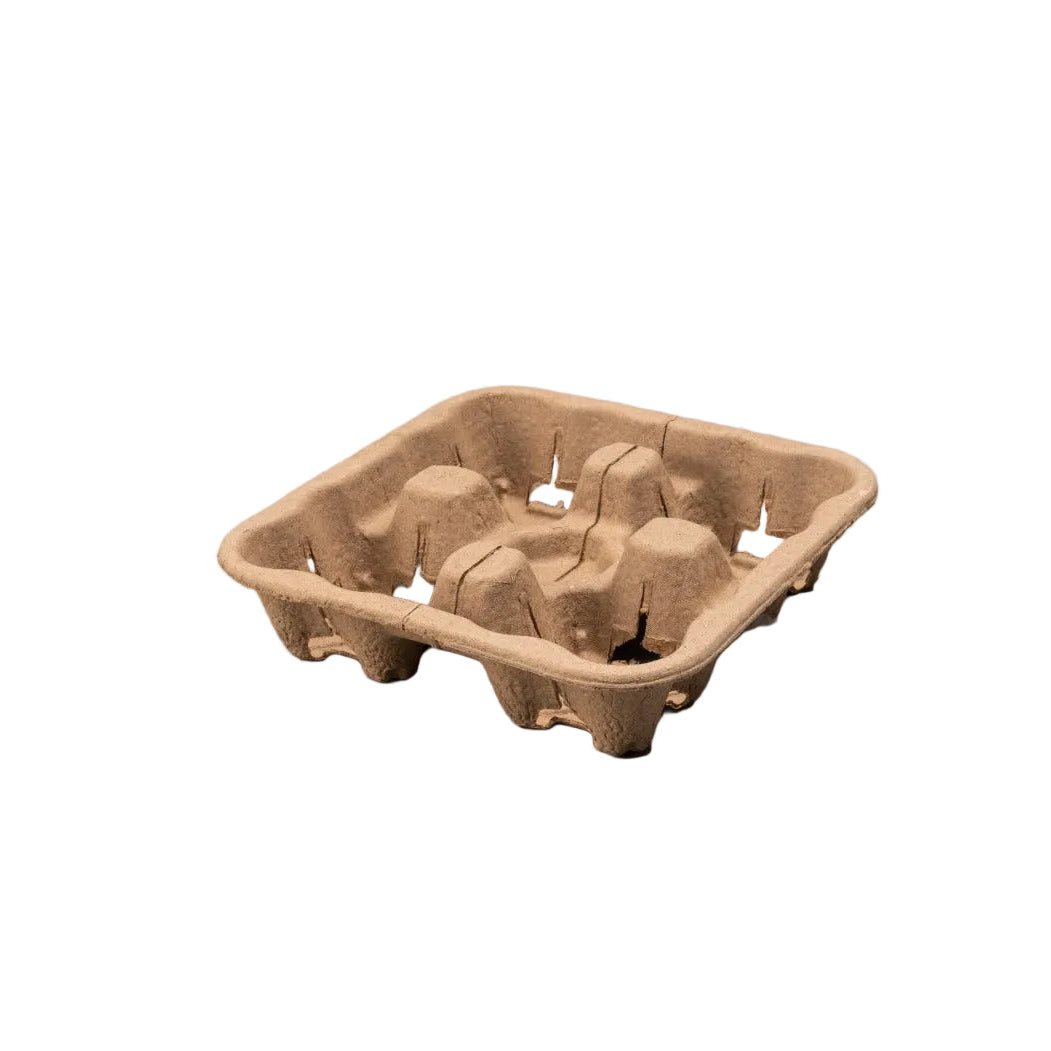 300x recycled cardboard Draagtray for securely carrying 4 standard cups, eco-friendly and biodegradable