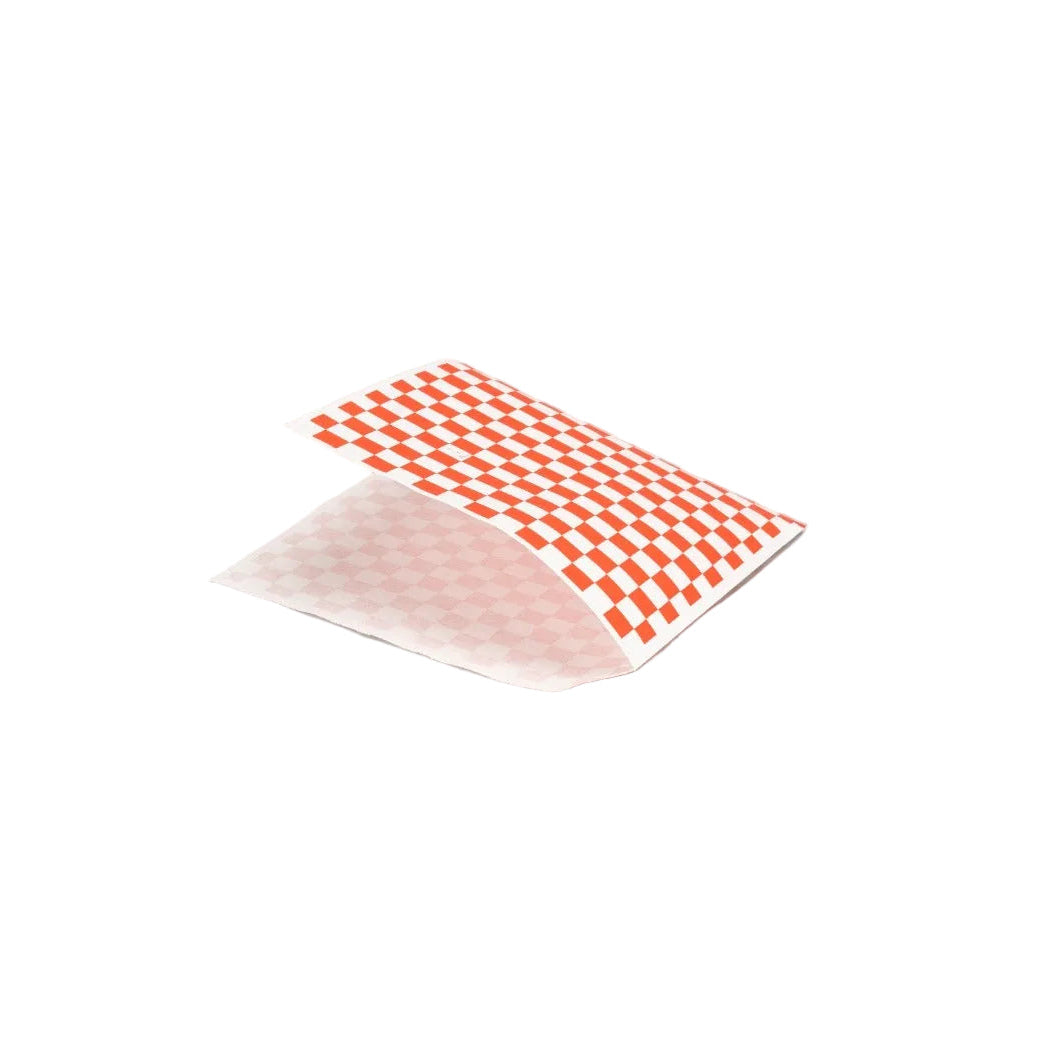 2000x hamburger zakje 16x16cm boerenbont geruit vetvrij biologisch afbreekbaar kraftpapier