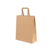 250x papieren tasjes klein kraft 22x28 cm gerecycled naturel bruin met platte handvatten