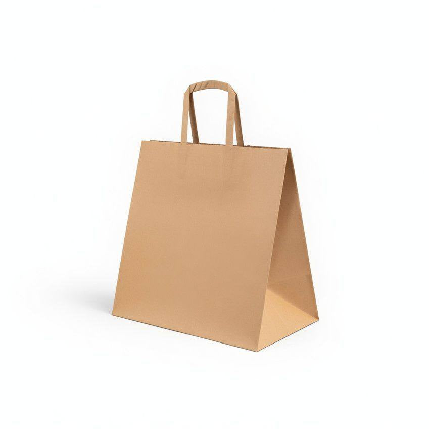 250 papieren tassen middelkraft gerecycled 26x17x27 cm naturel bruin met platte handvatten