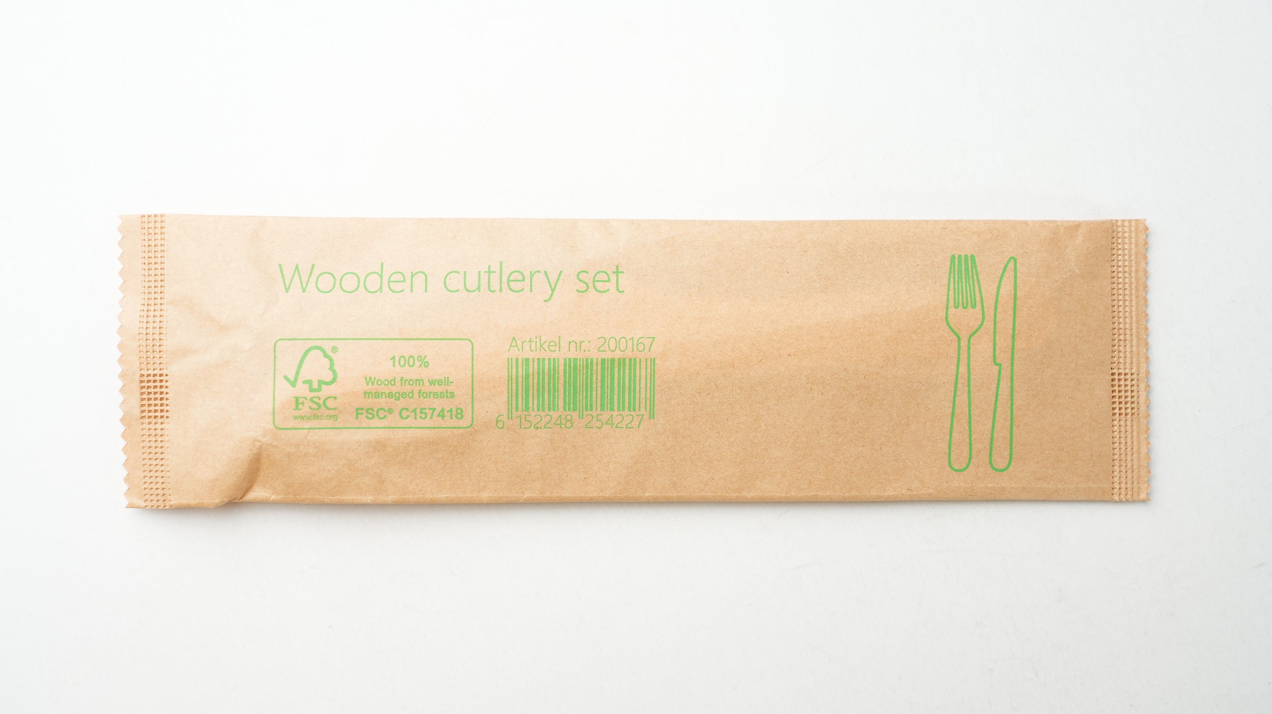 500x Houten bestekset 2/1 Mes + Vork 100% FSC Biologisch