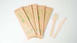 500x Houten bestekset 2/1 Mes + Vork 100% FSC Biologisch