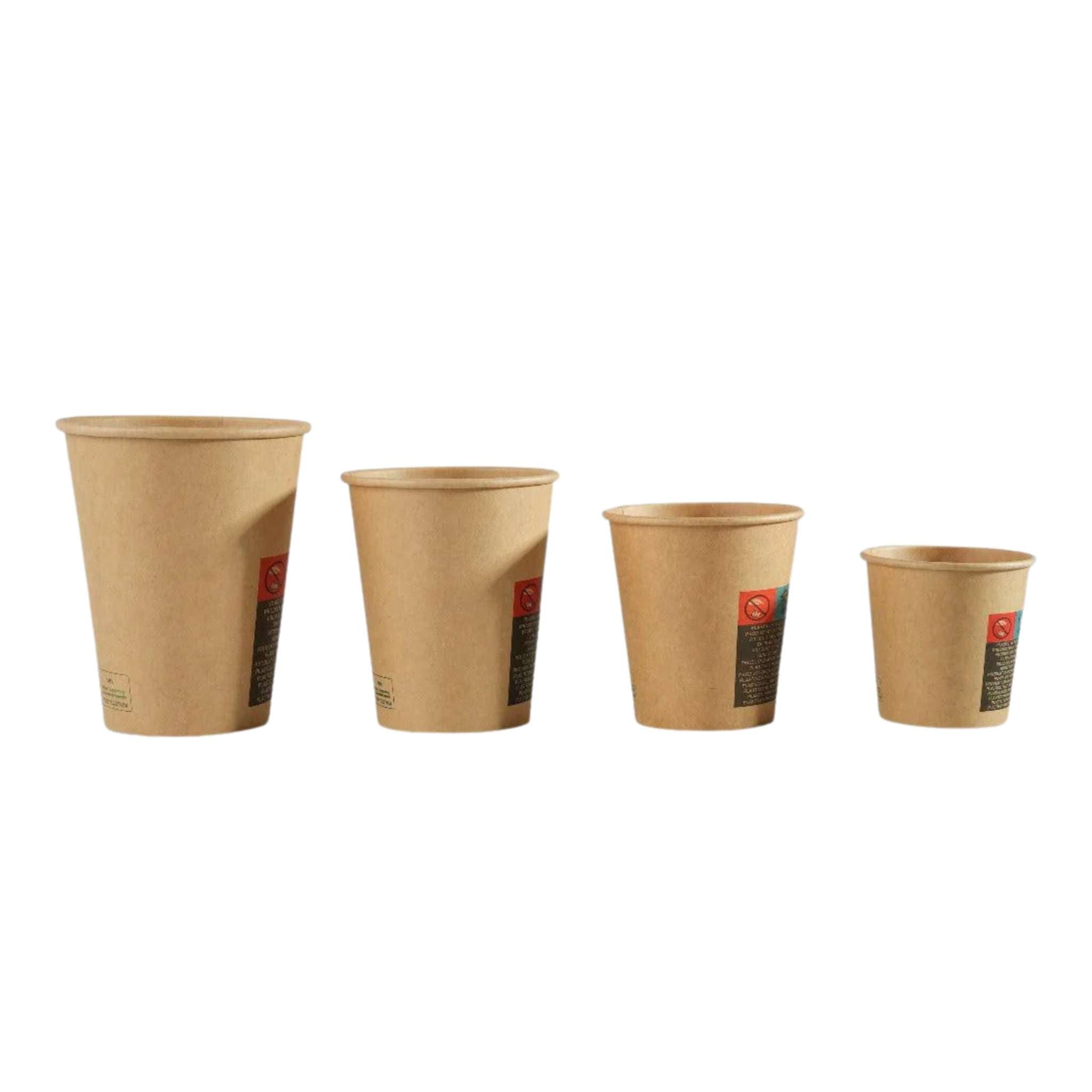 1000x  Koffiebeker karton Nature Kraft Ø80mm 240ml 8oz  Bruin FSC en BIO